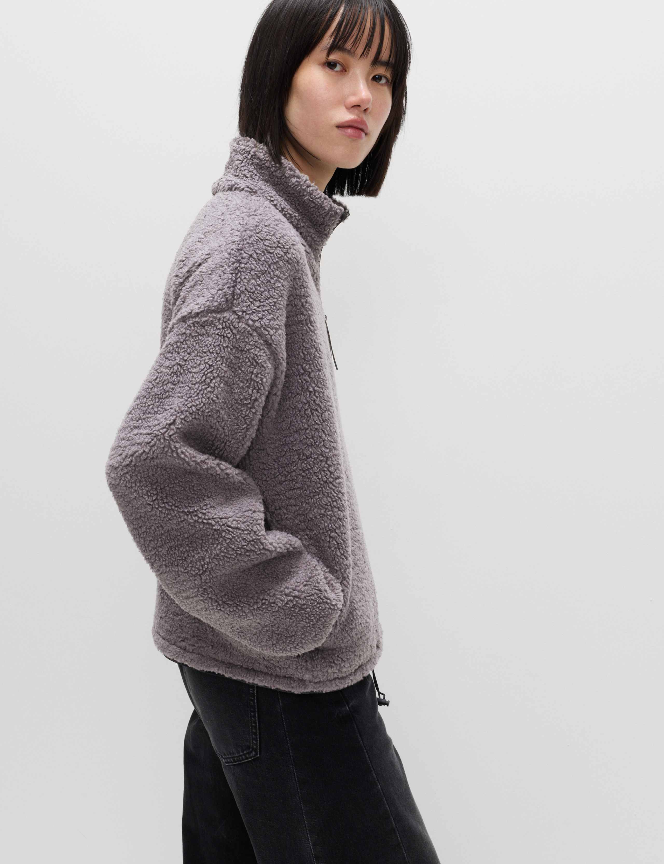 Borg Funnel Neck Half Zip Sweatshirt 5 of 6