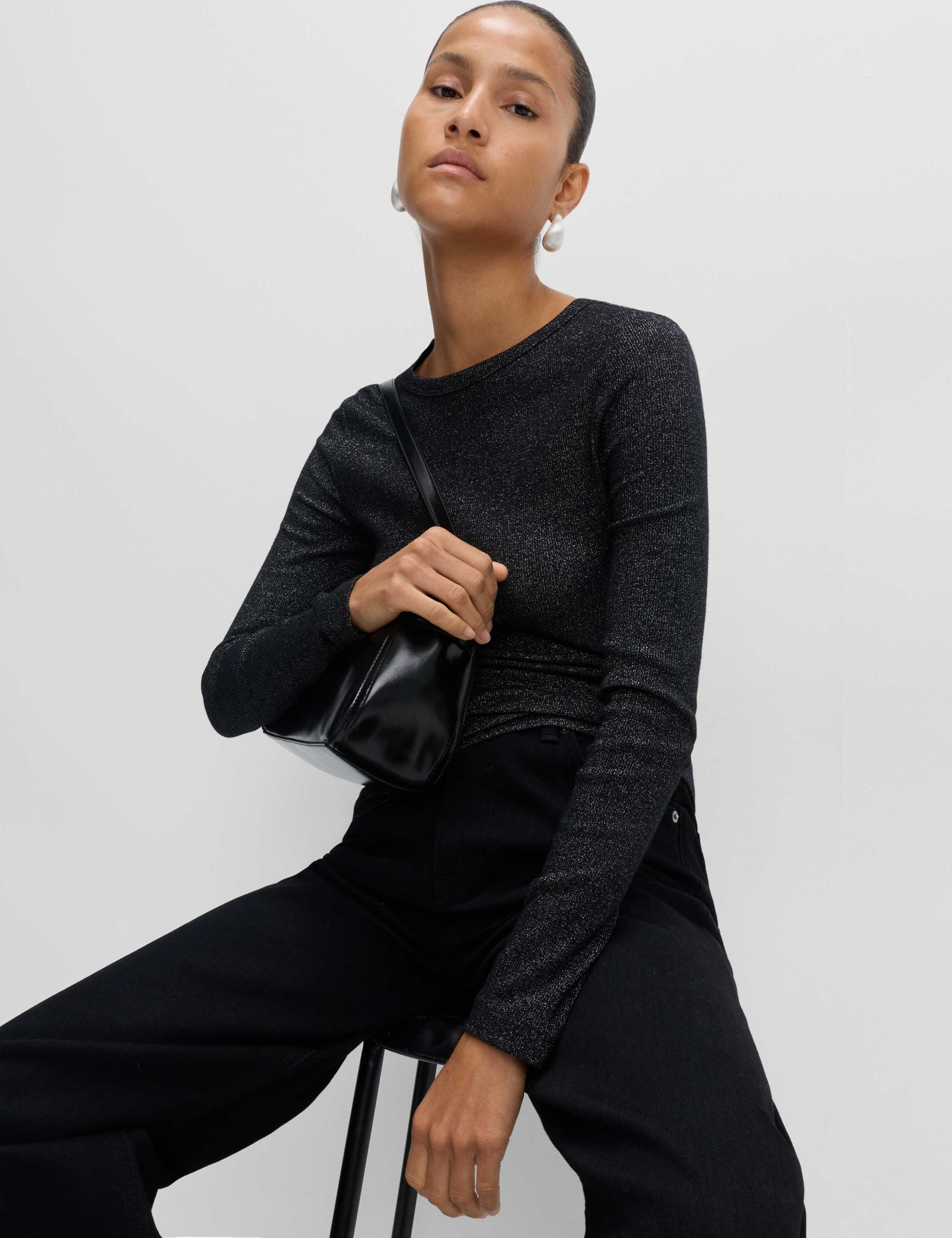 Cotton Rich Sparkly Ribbed Top 1 of 5