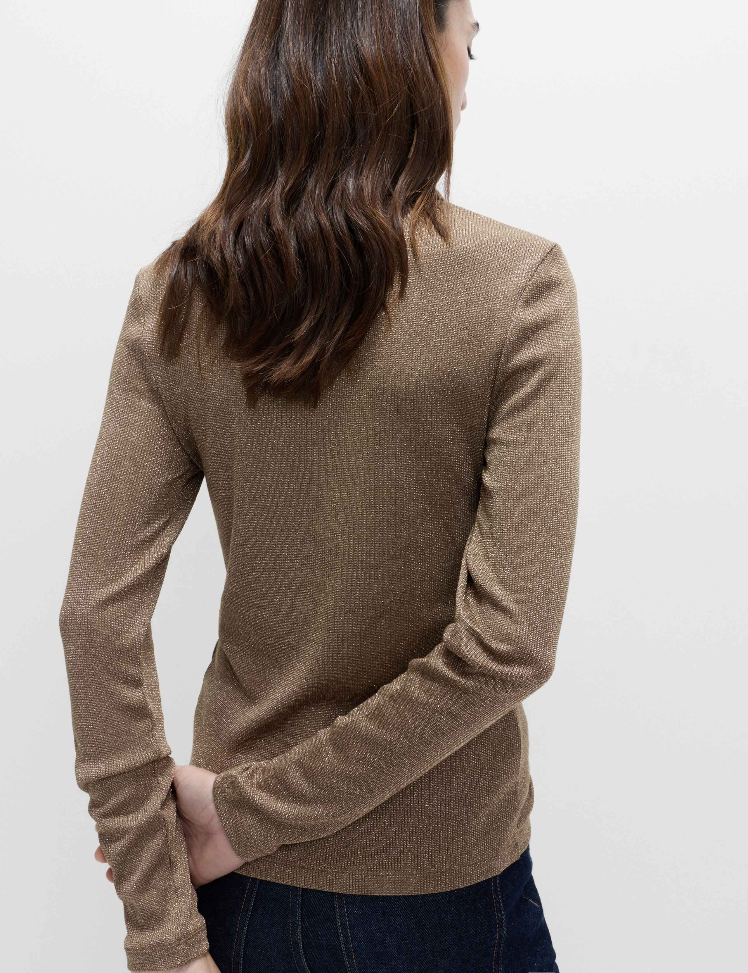 Sparkly Collared Button Detail Long Sleeve Top 3 of 4