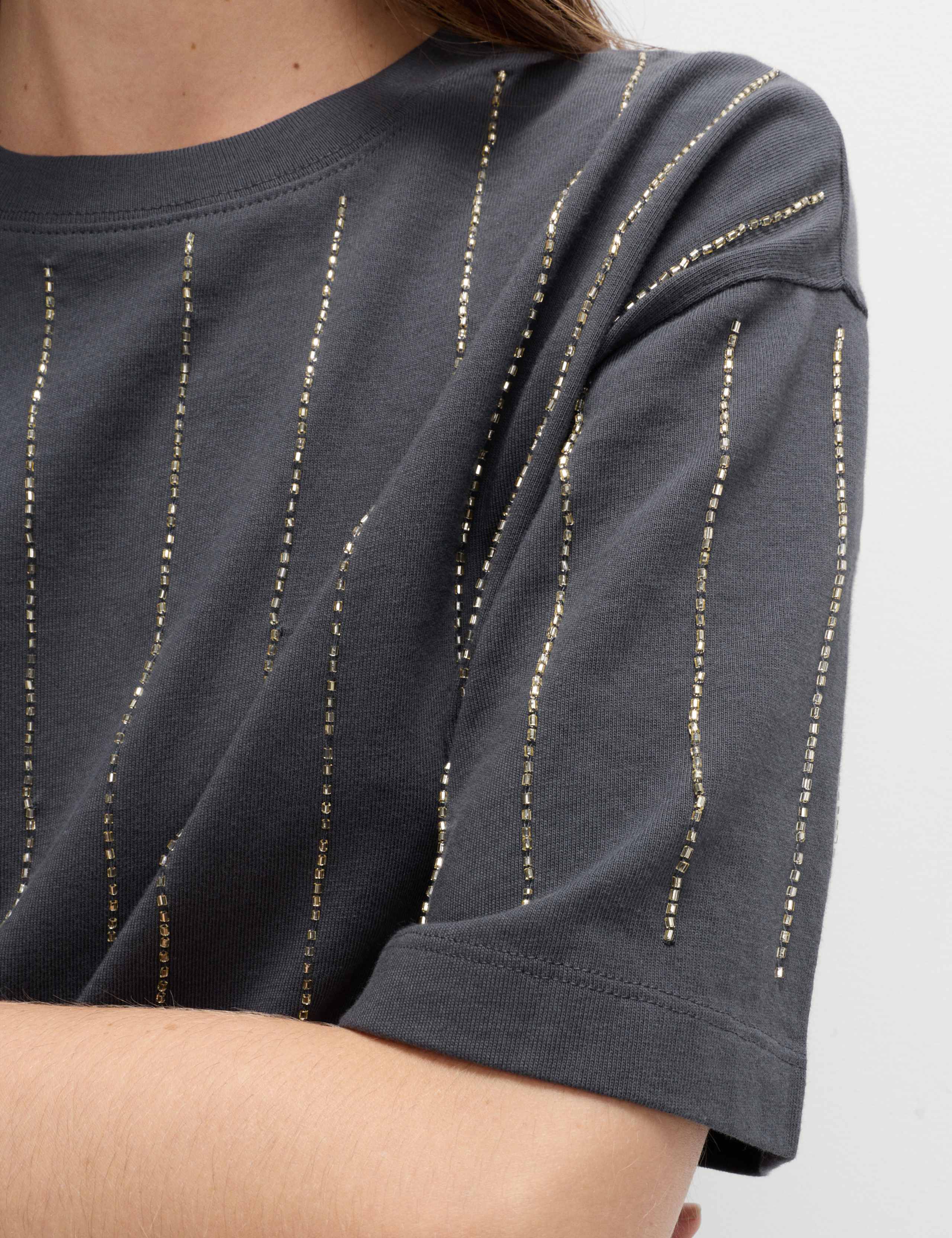 Pure Cotton Embellished T-Shirt 4 of 5