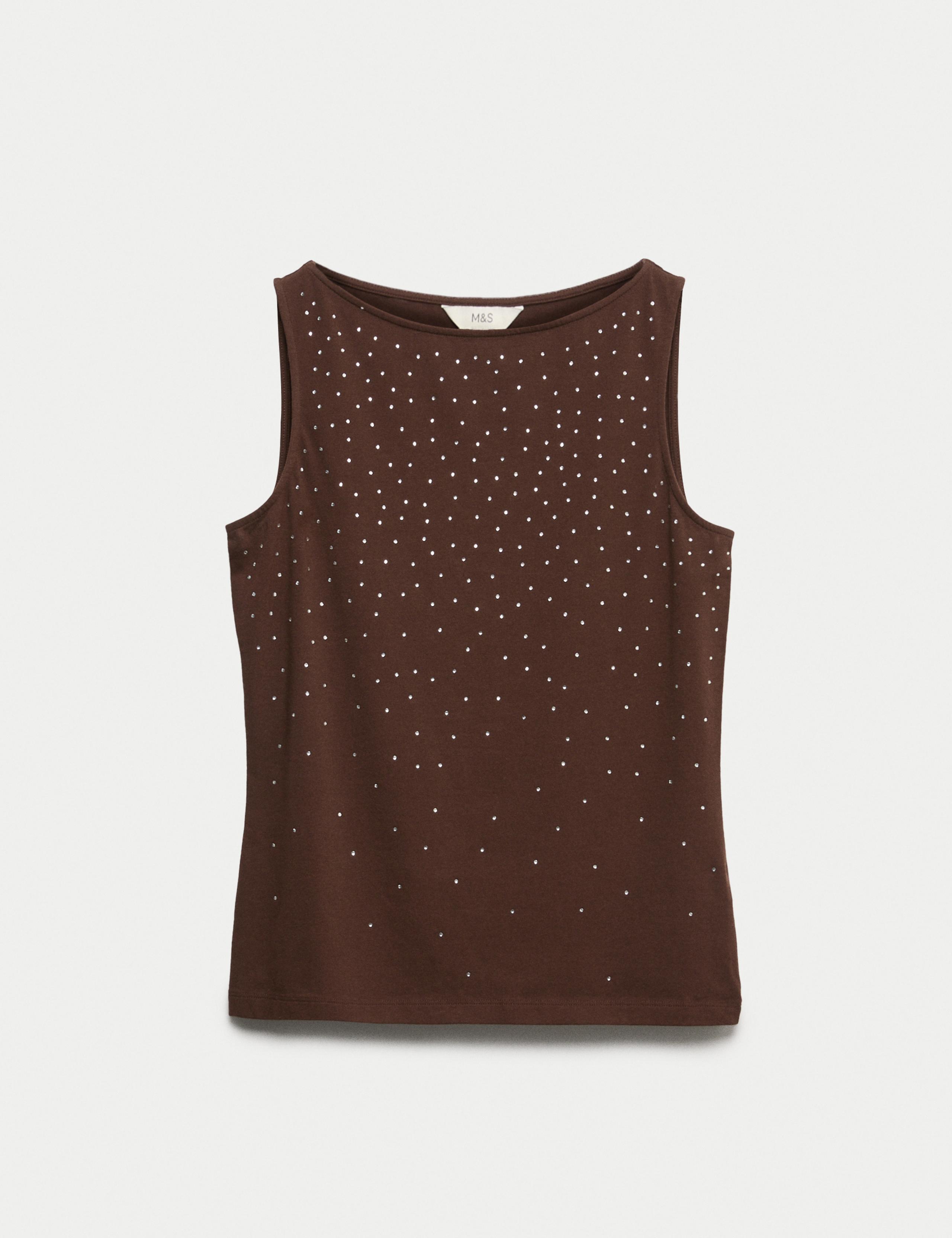 Cotton Rich Embellished Slash Neck Vest 2 of 4