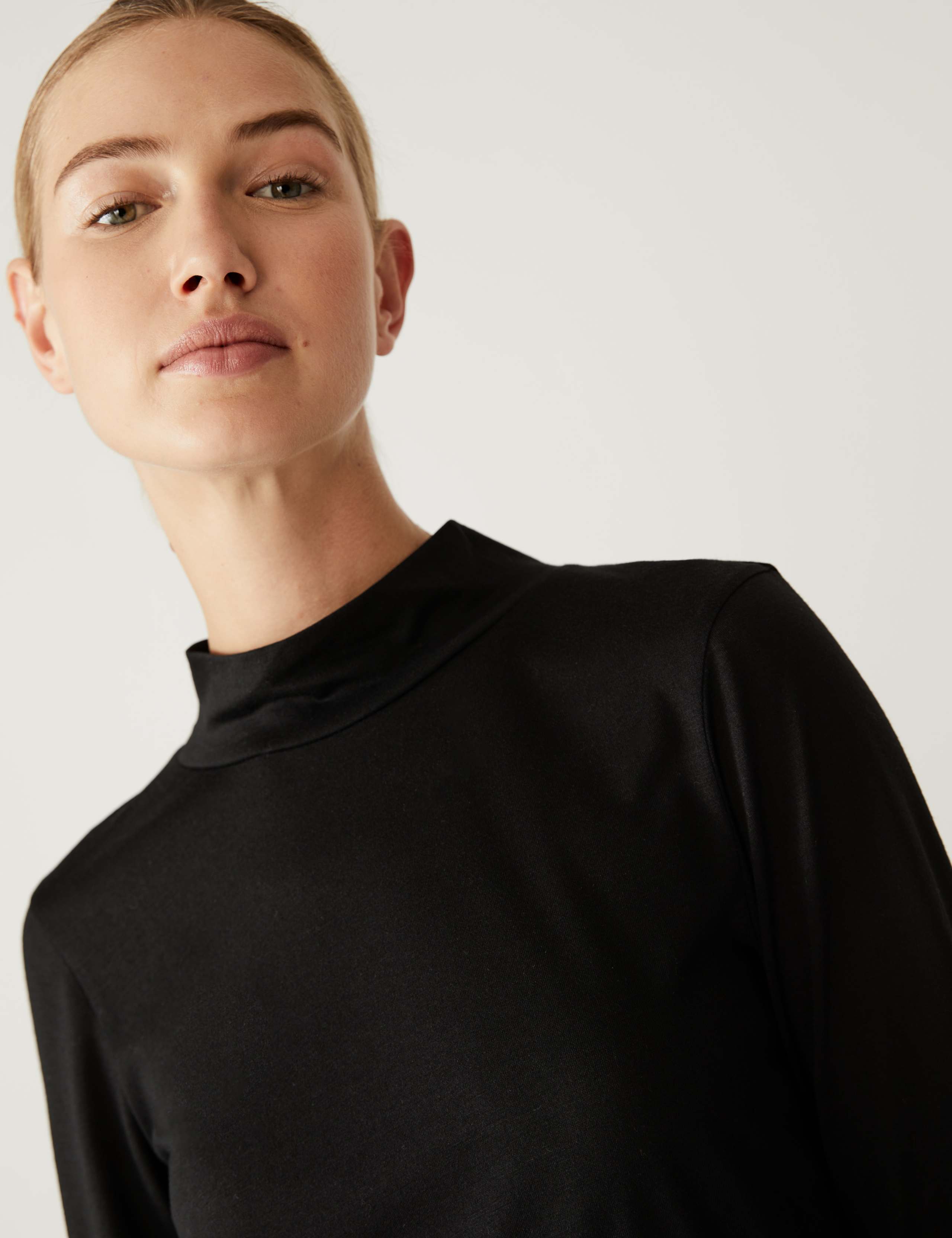 Jersey Roll Neck Relaxed Long Sleeve Top 3 of 5