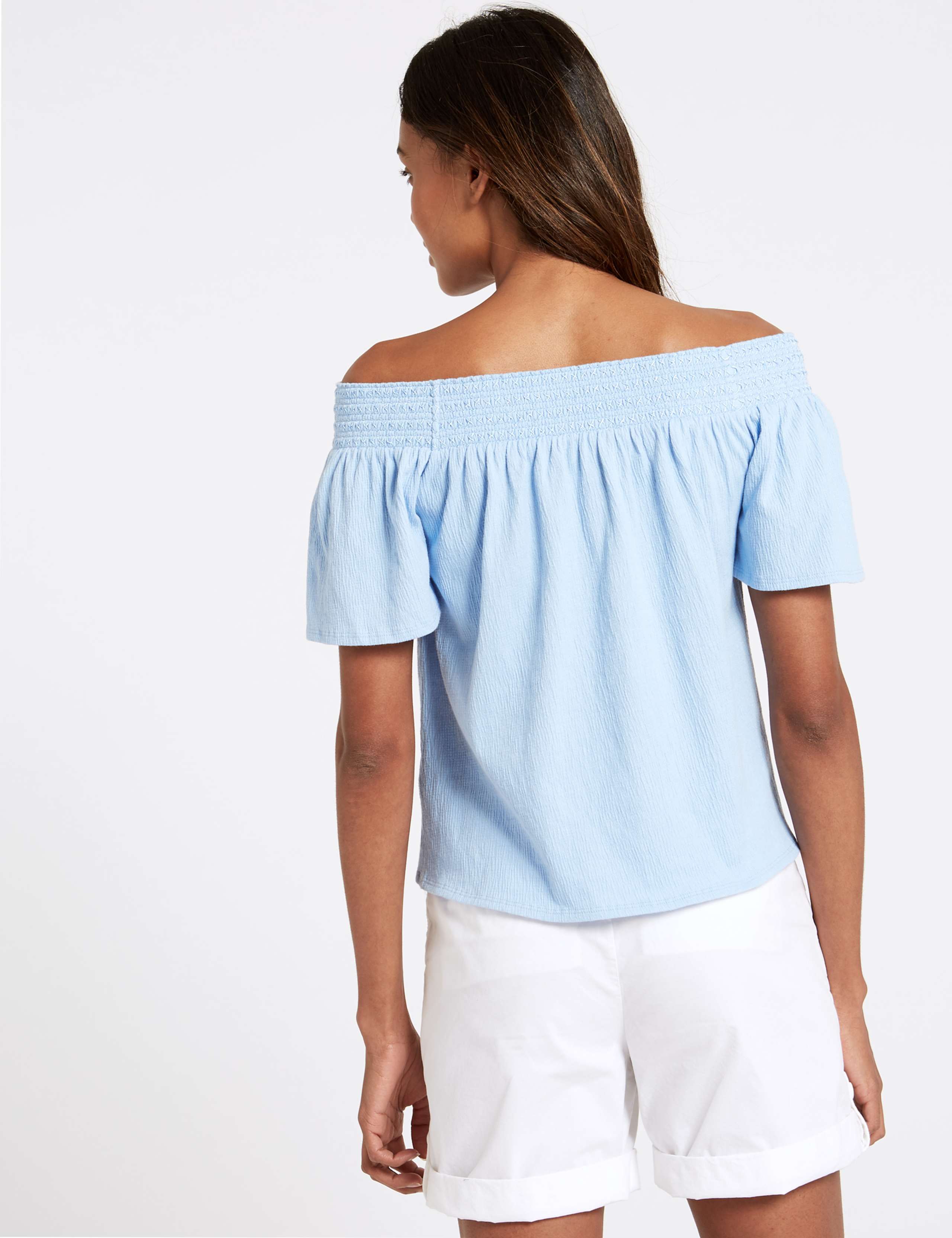 Cotton Rich Short Sleeve Bardot Top 4 of 4