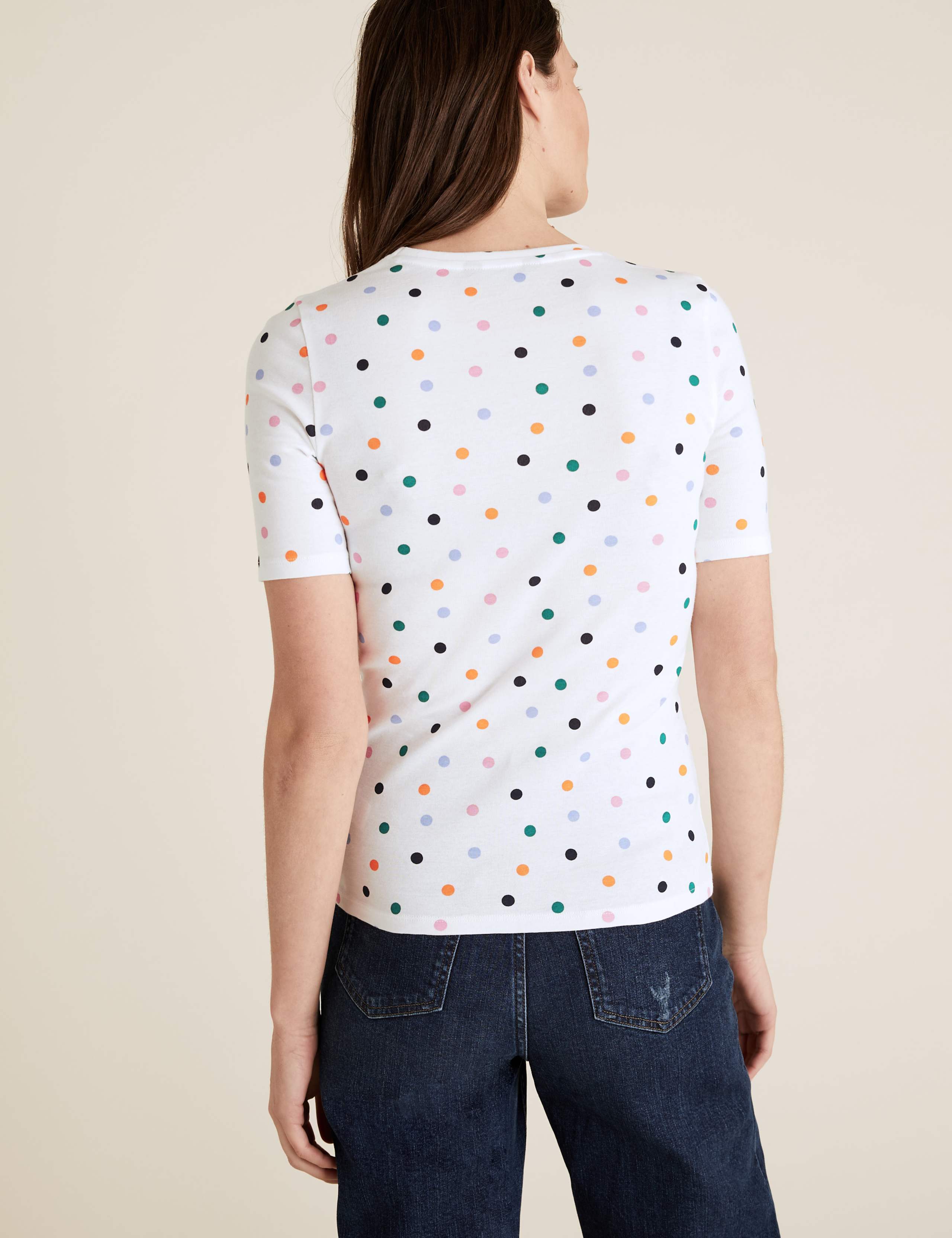 Pure Cotton Polka Dot  Regular Fit T-Shirt 3 of 4