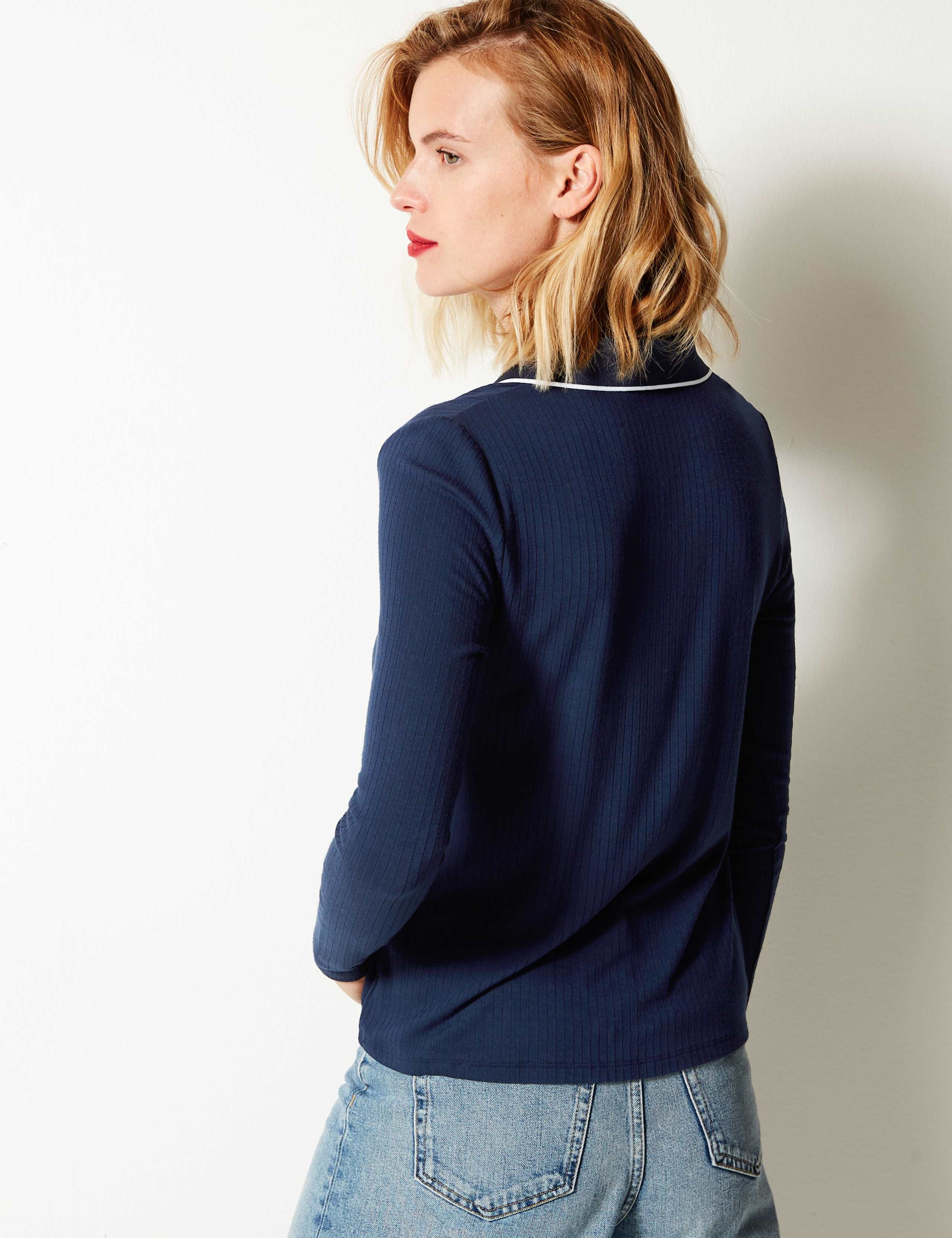 Textured Long Sleeve Polo Shirt 4 of 4
