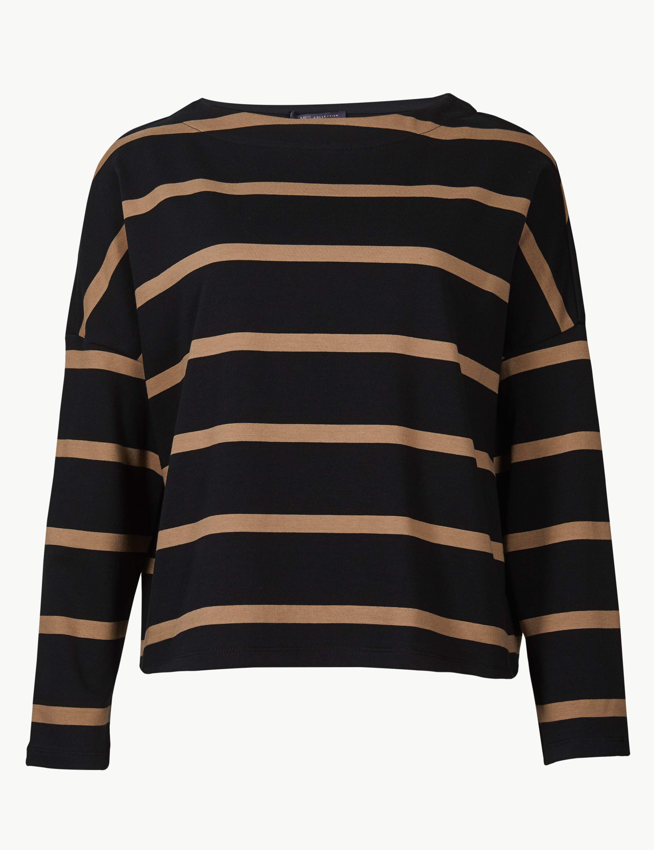 Pure Cotton Striped Slash Neck Sweatshirt 2 of 4