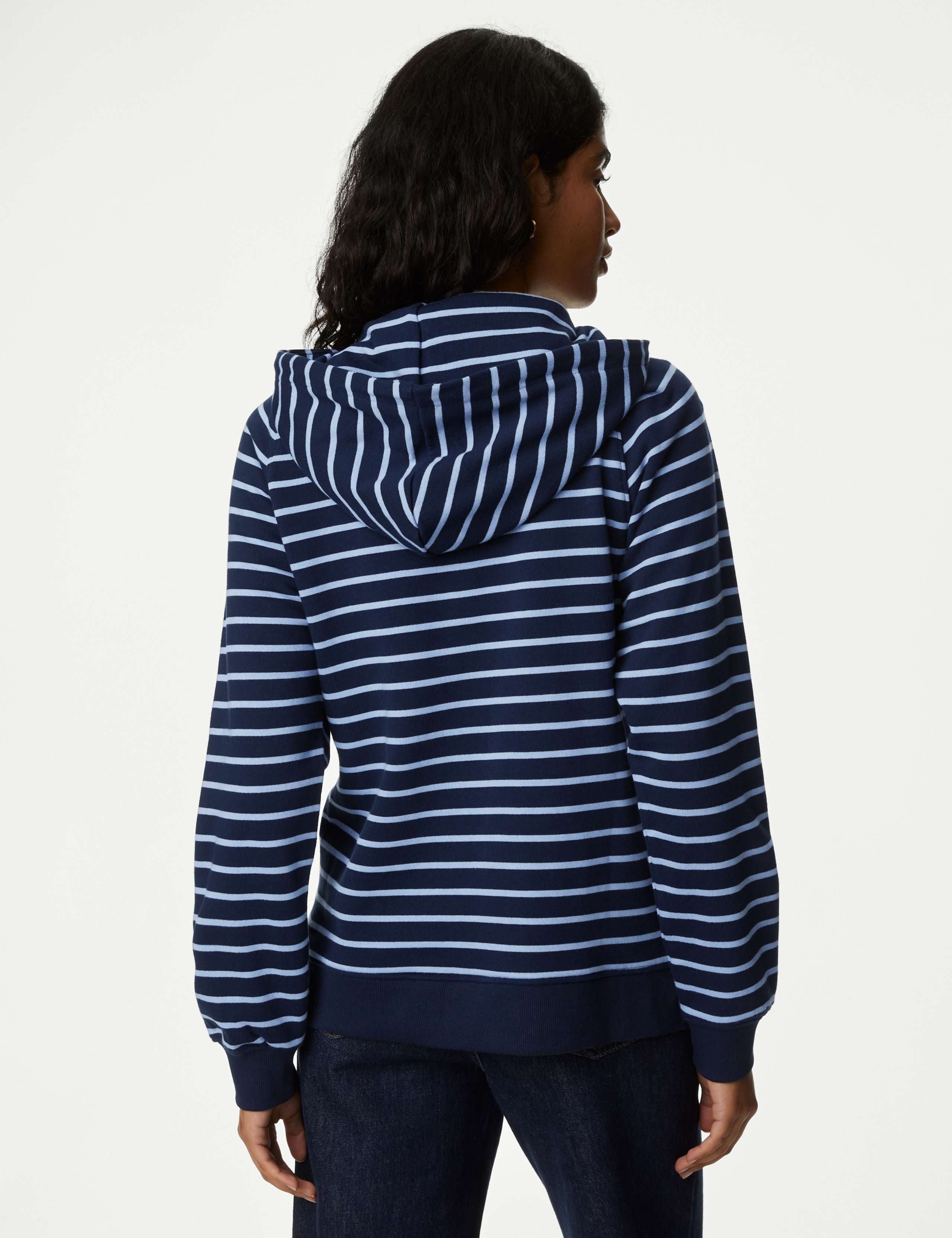 Pure Cotton Striped Longline Hoodie 5 of 5