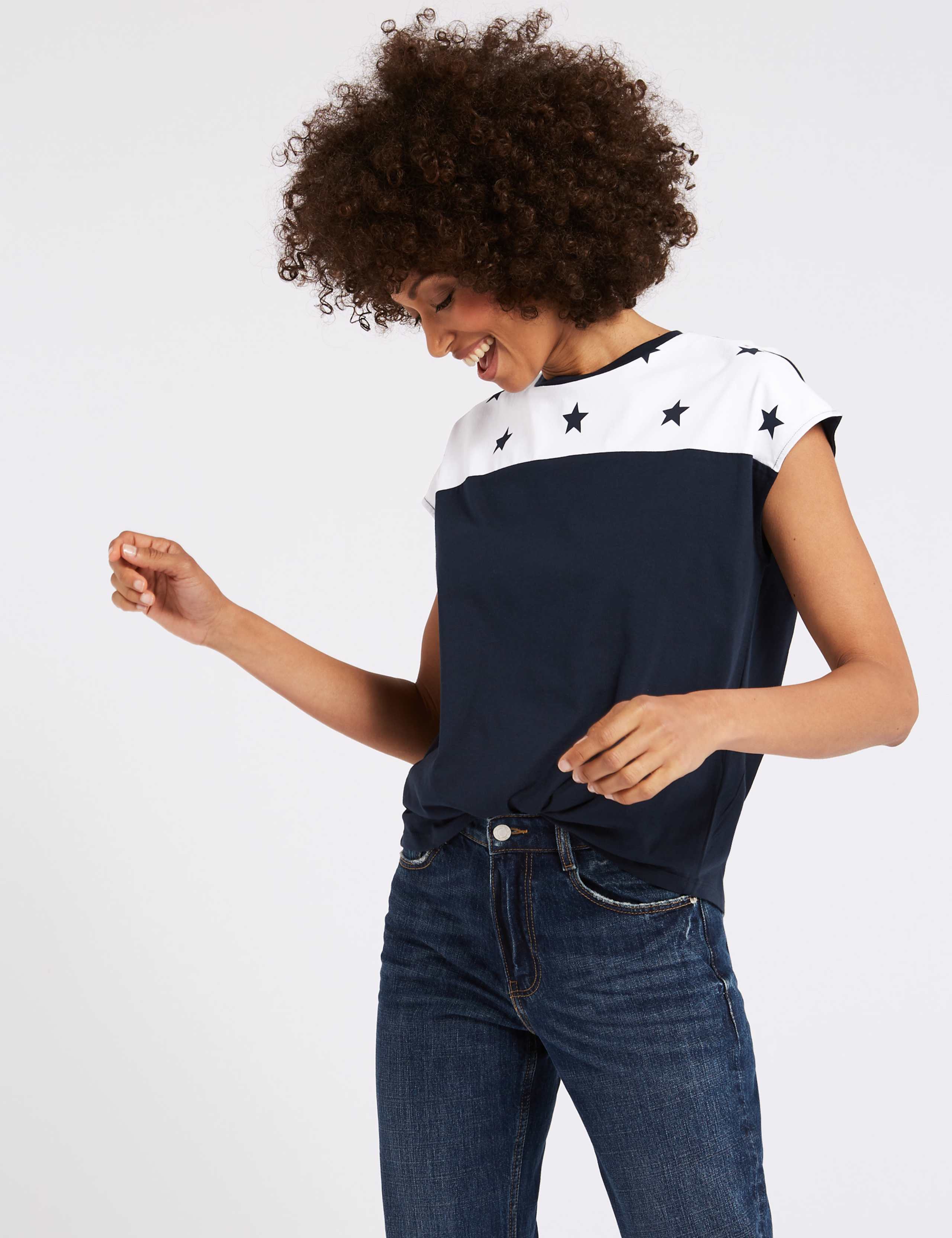 Pure Cotton Star Print Short Sleeve T-Shirt 1 of 4