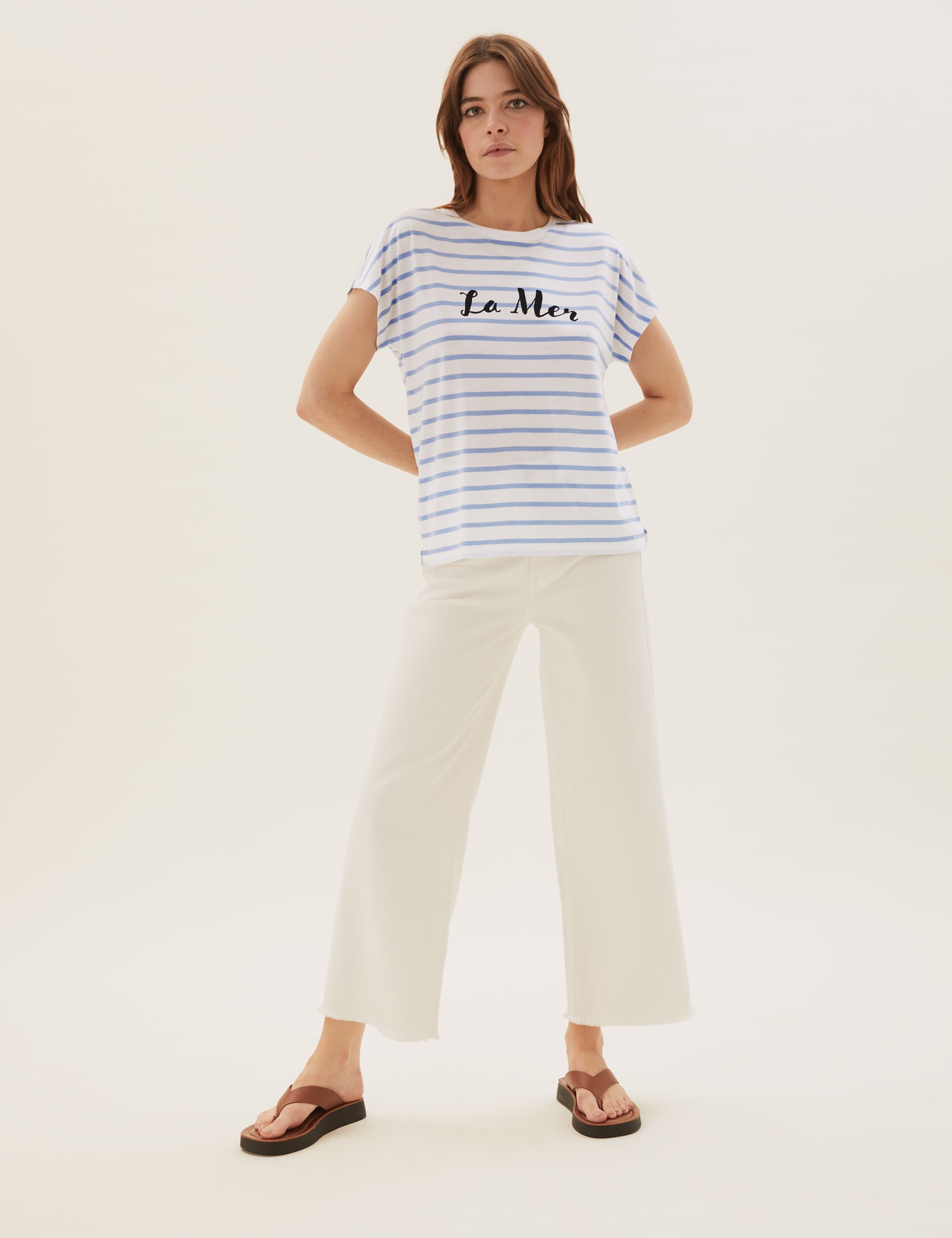 La Mer Slogan Striped Crew Neck T-Shirt 3 of 5
