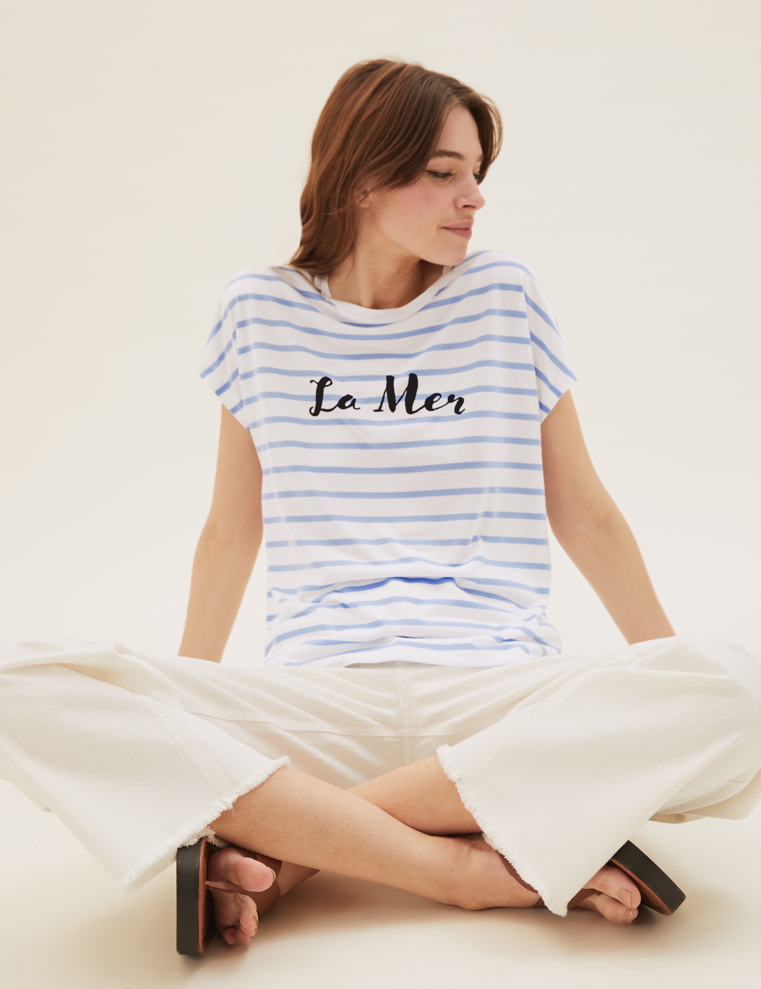 La Mer Slogan Striped Crew Neck T-Shirt 5 of 5