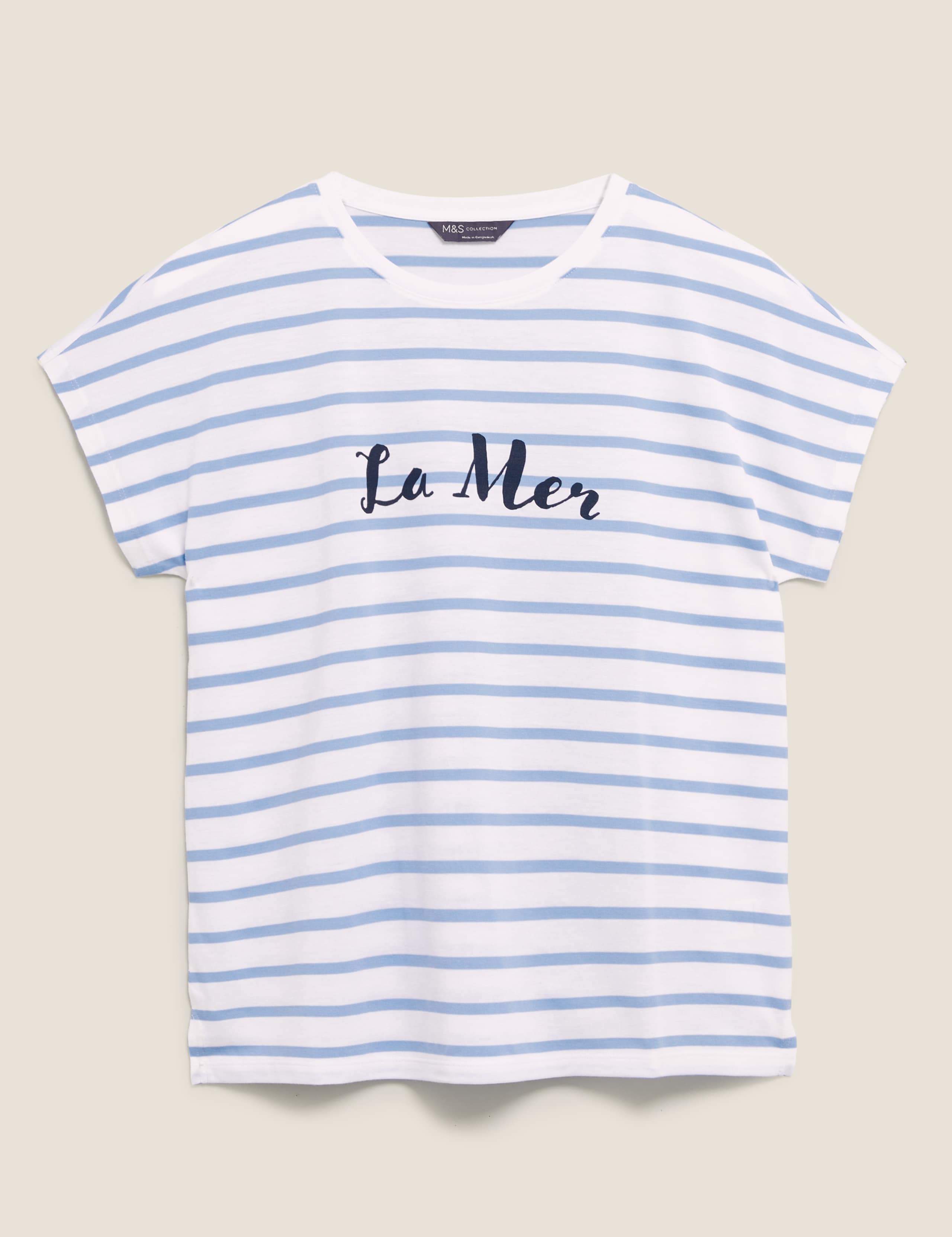 La Mer Slogan Striped Crew Neck T-Shirt 2 of 5