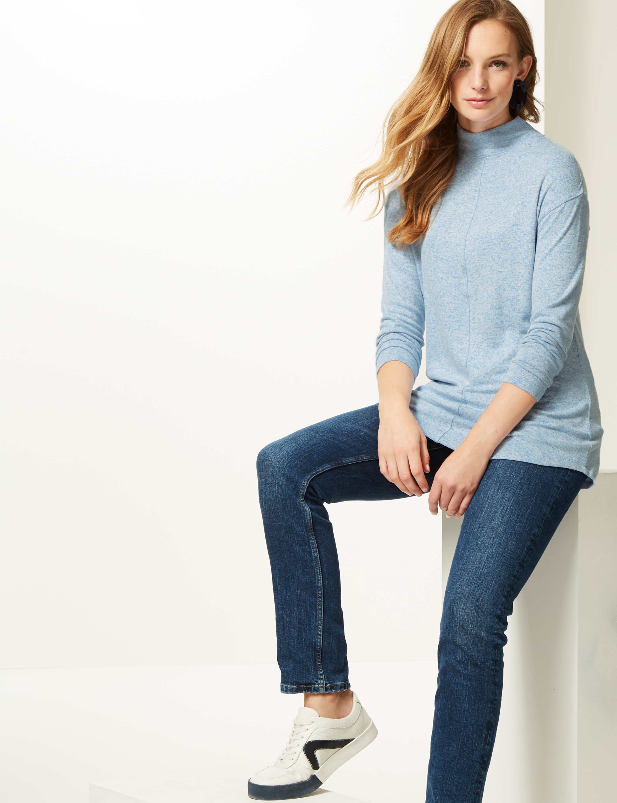 Textured Longline Long Sleeve Top 1 of 3