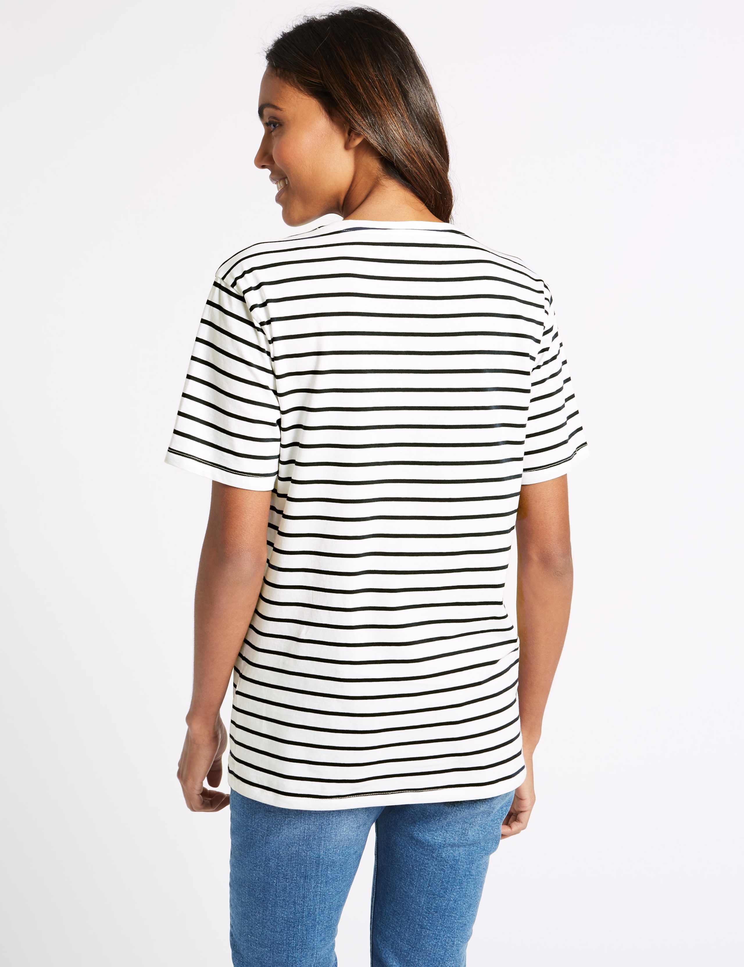 Unisex Pure Cotton Charity Striped Slogan T-Shirt 6 of 7