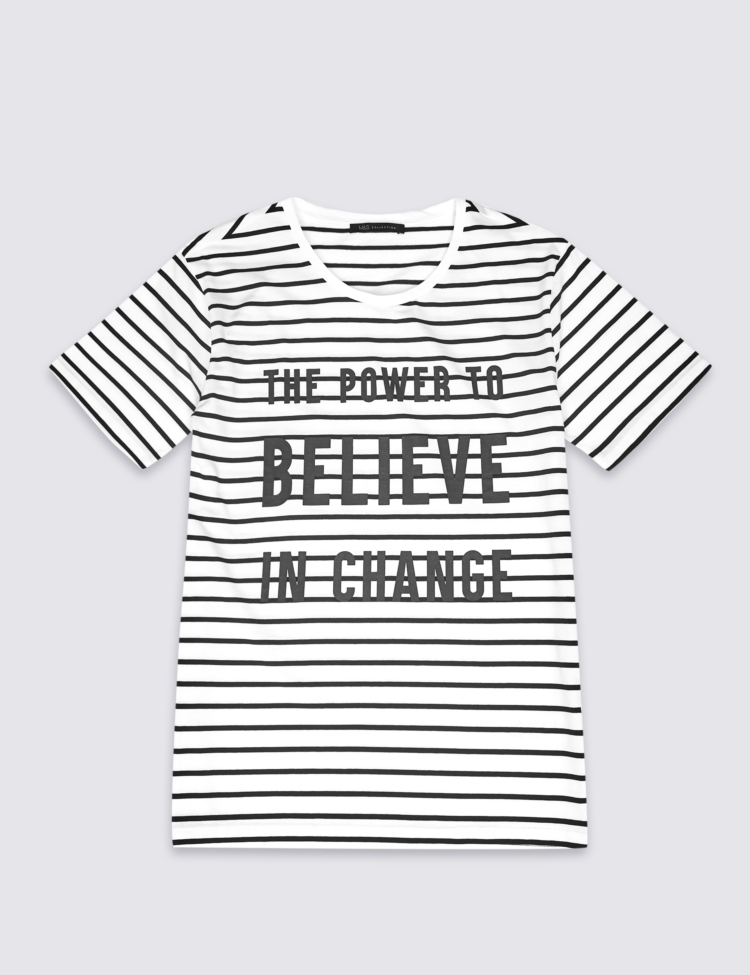 Unisex Pure Cotton Charity Striped Slogan T-Shirt 2 of 7