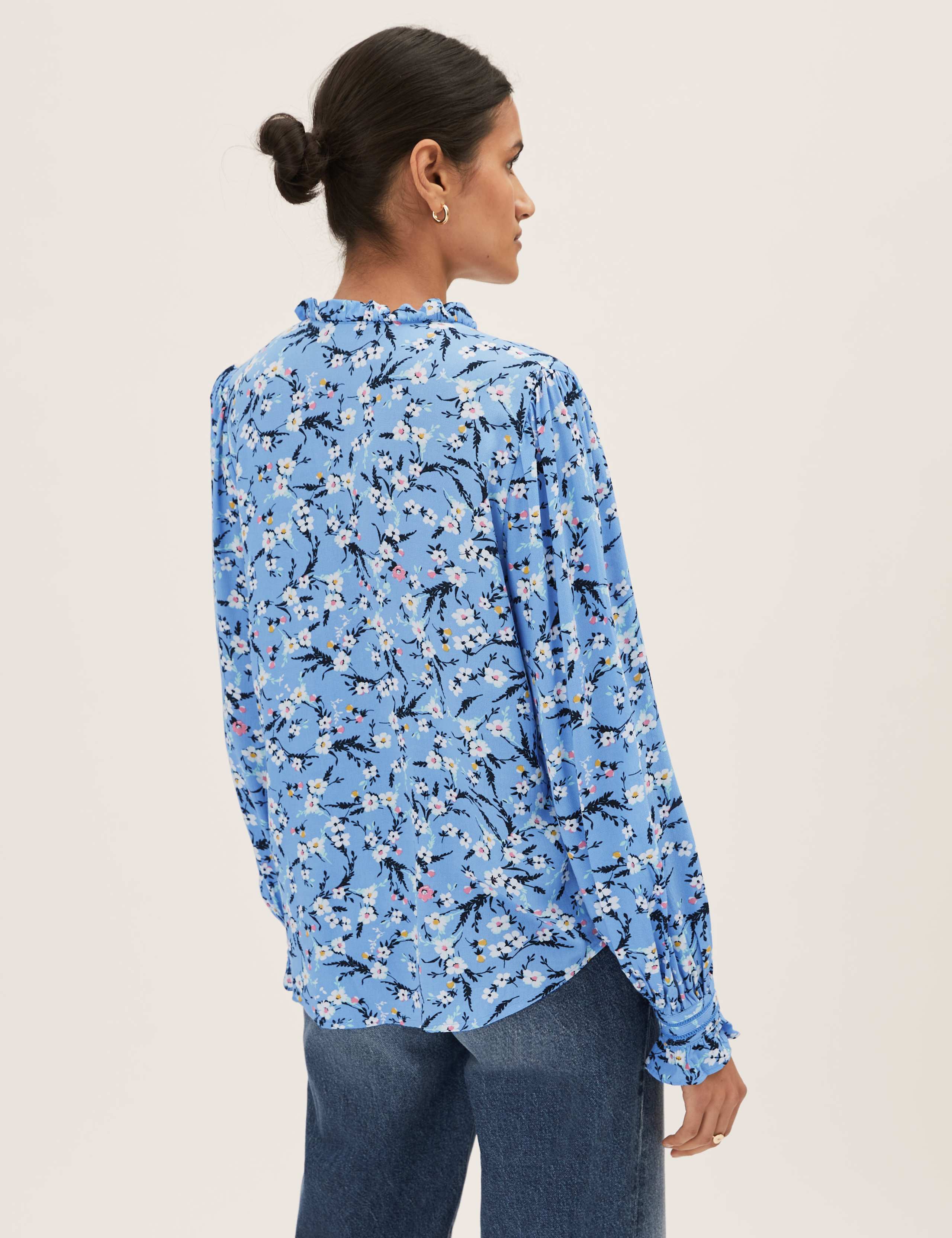 Printed V-Neck Long Sleeve Blouse 4 of 5
