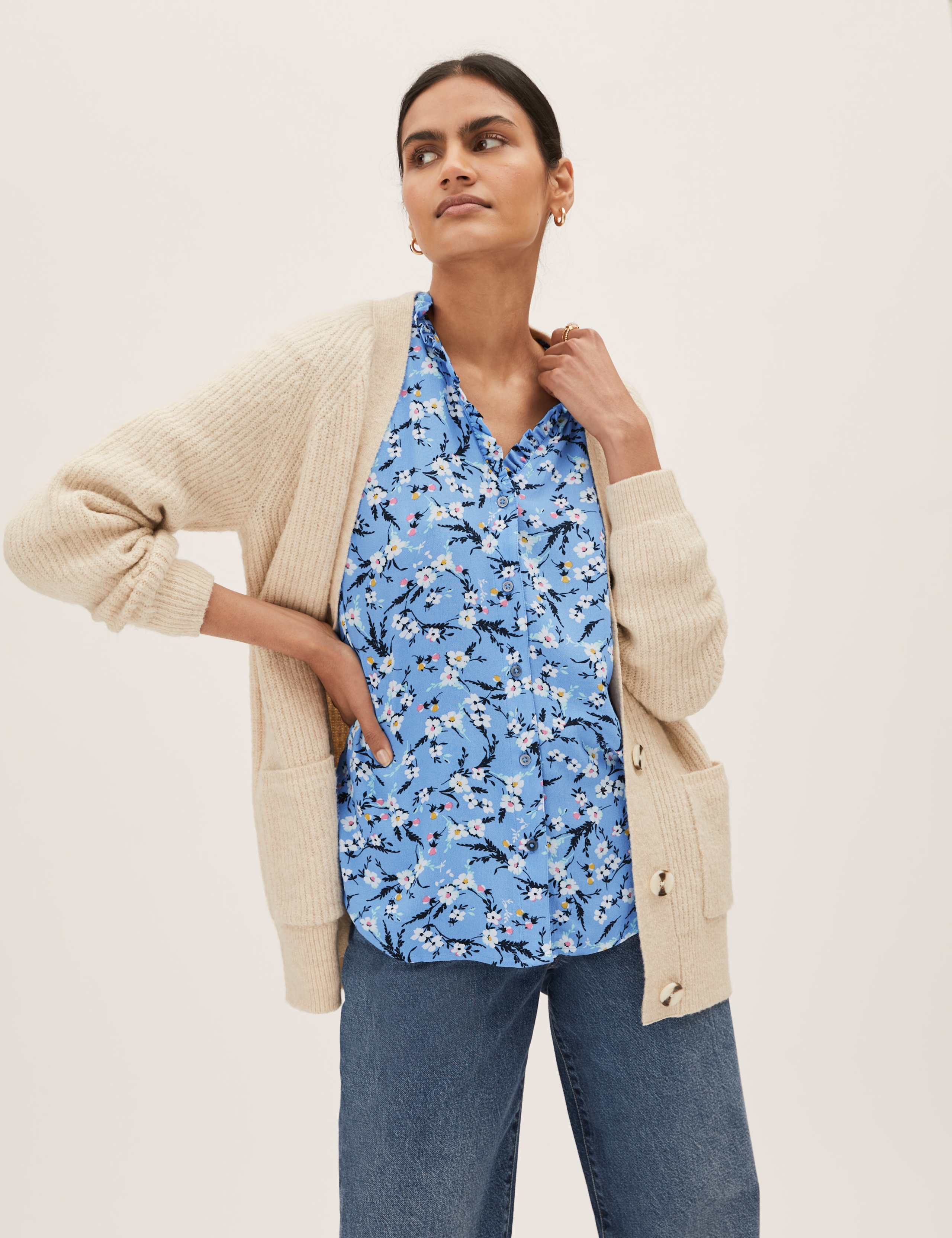 Printed V-Neck Long Sleeve Blouse 5 of 5