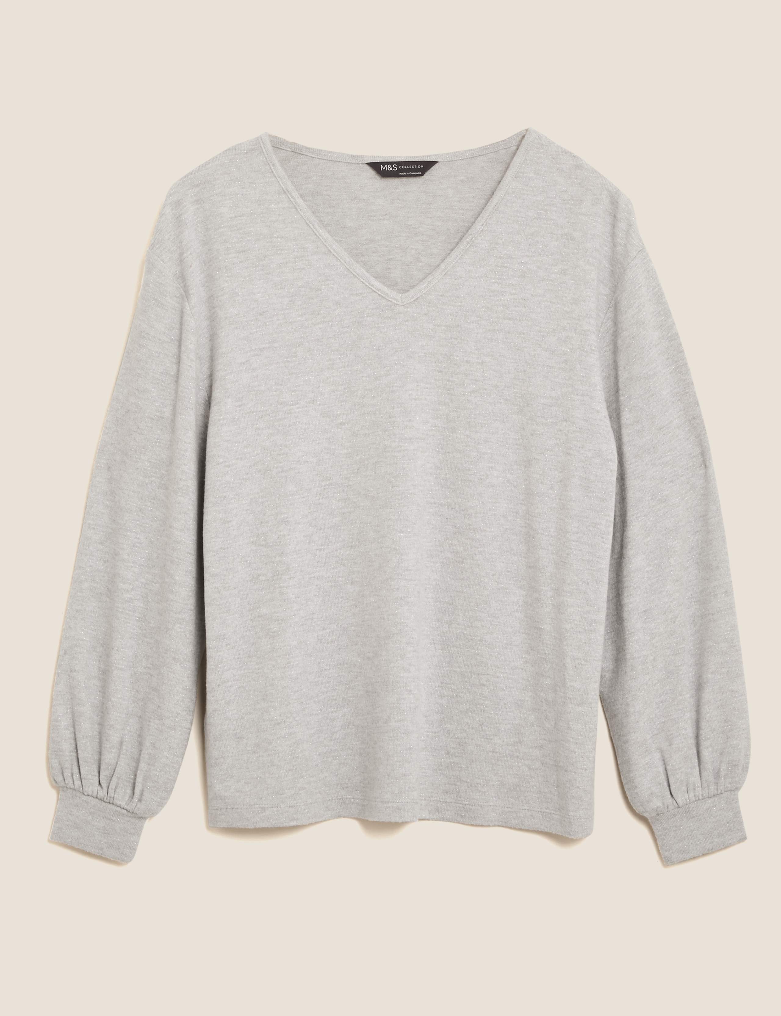 Sparkly V-Neck Long Sleeve Top 2 of 5
