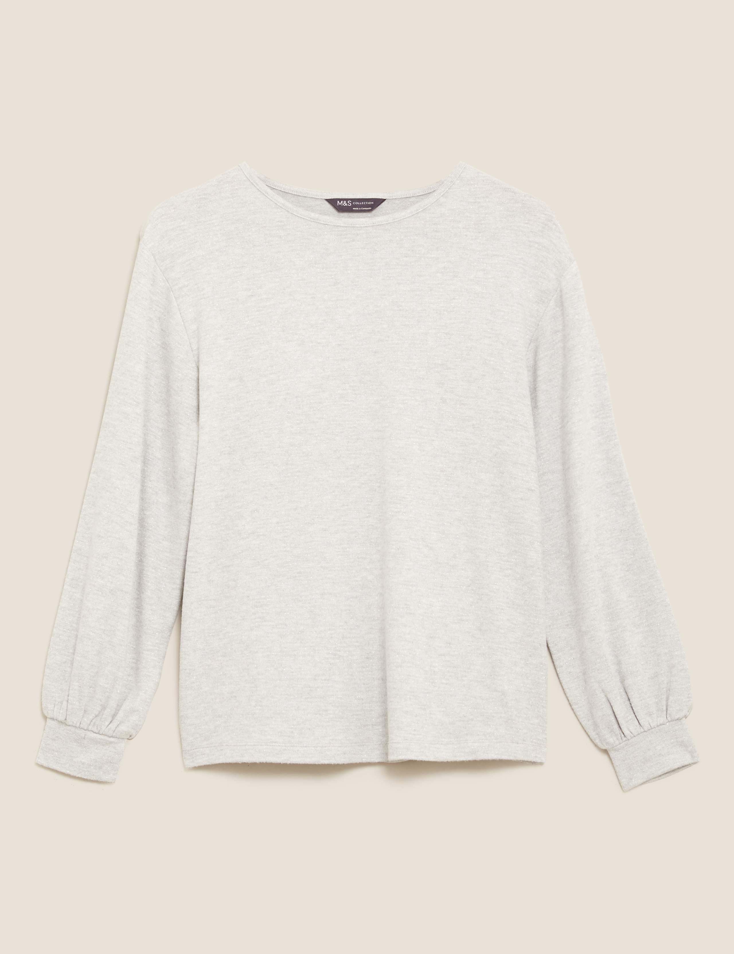 Sparkly Crew Neck Relaxed Long Sleeve Top 1 of 1