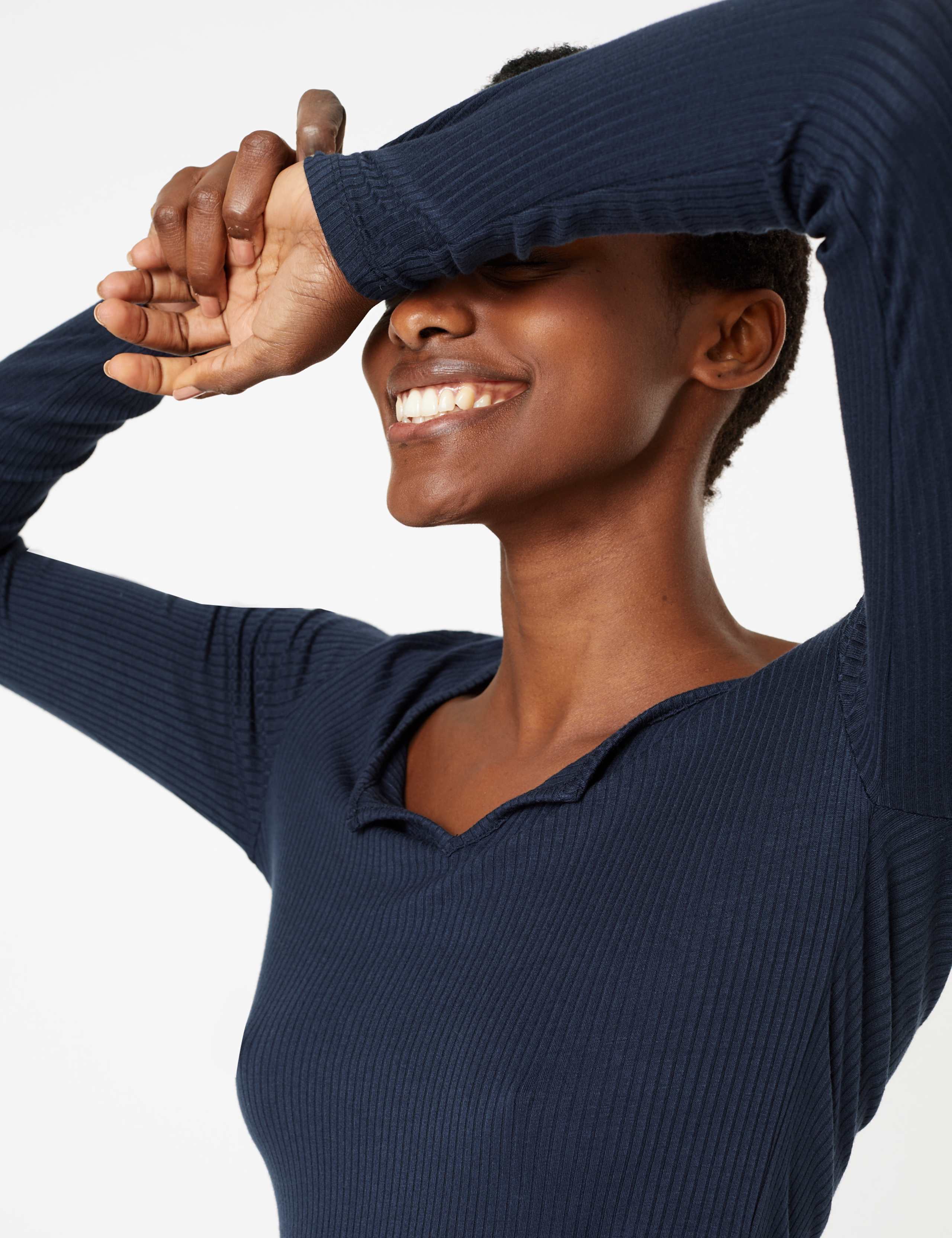 Notch Neck Jersey Long Sleeve Top 1 of 3