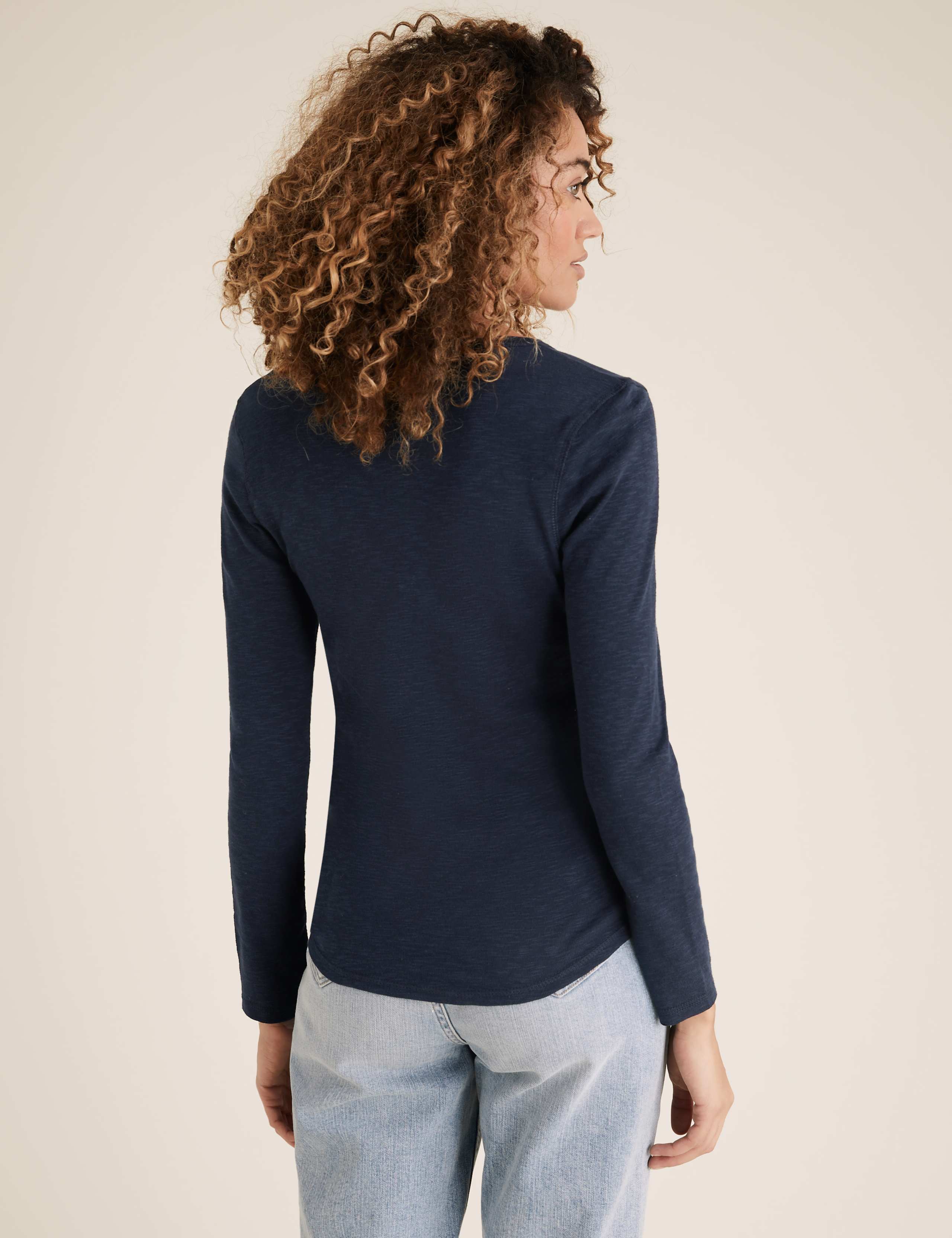 Pure Cotton Crew Neck Henley Top 4 of 5