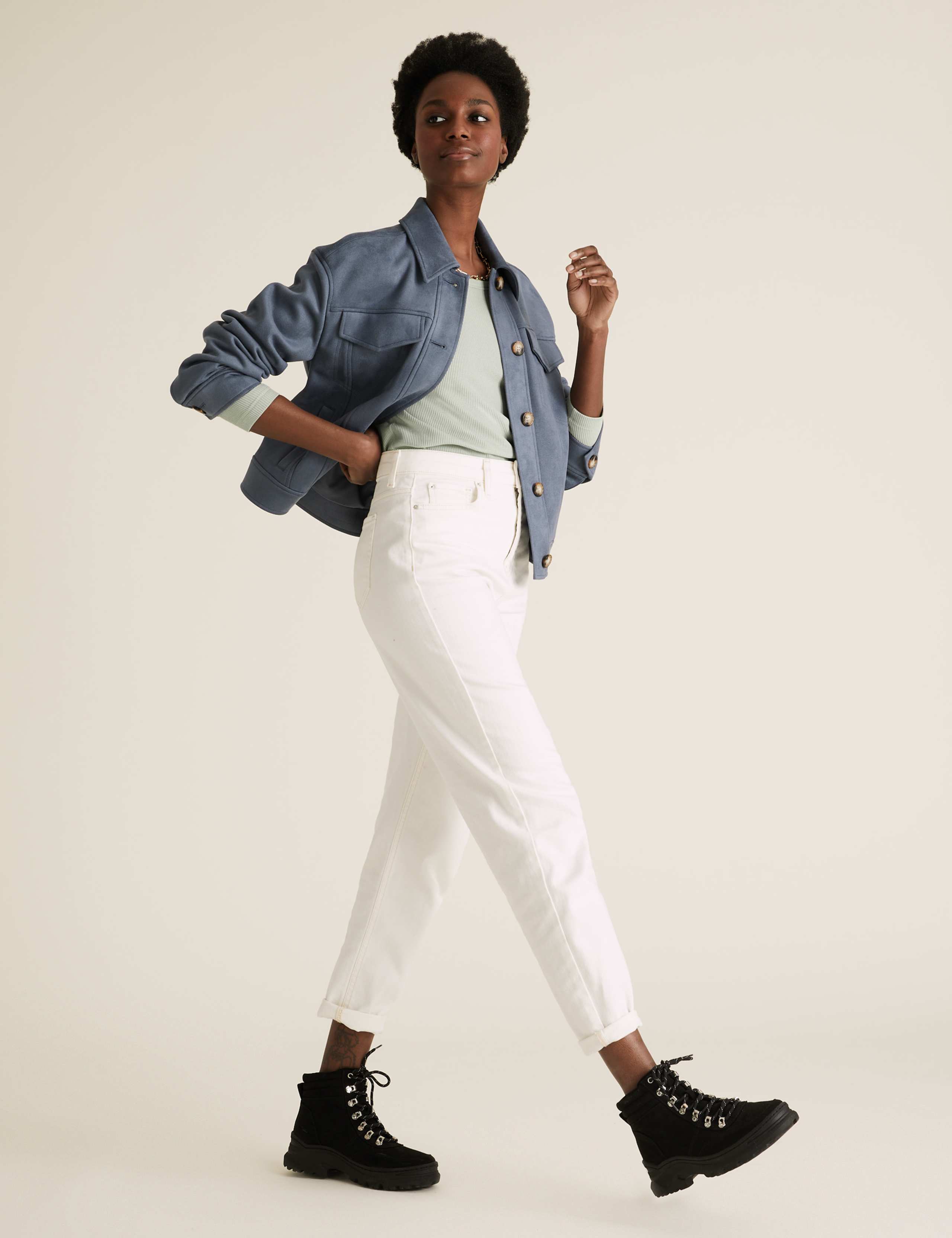 Cotton Textured Scoop Neck Long Sleeve Top 3 of 4