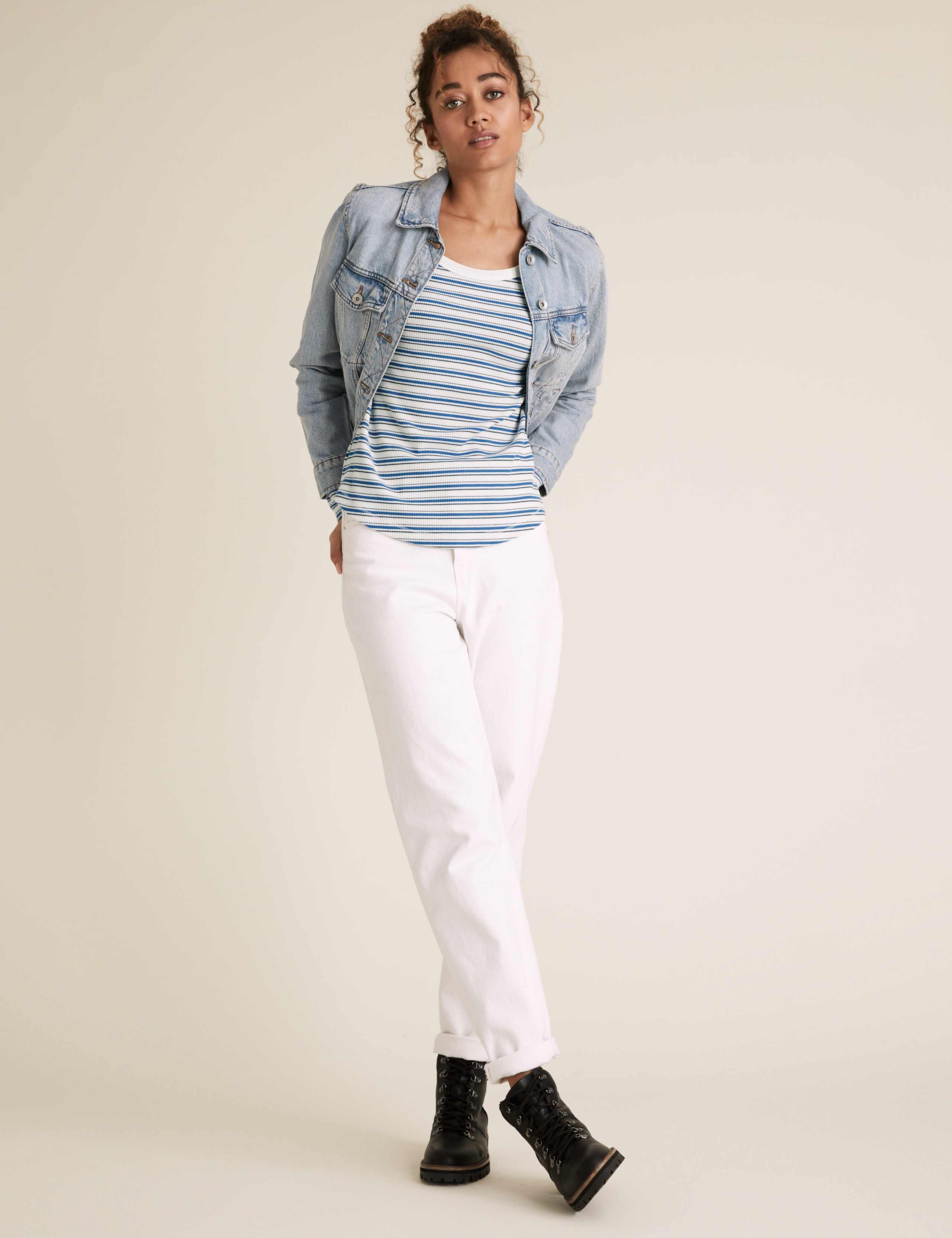 Cotton Striped Scoop Neck Top 1 of 6