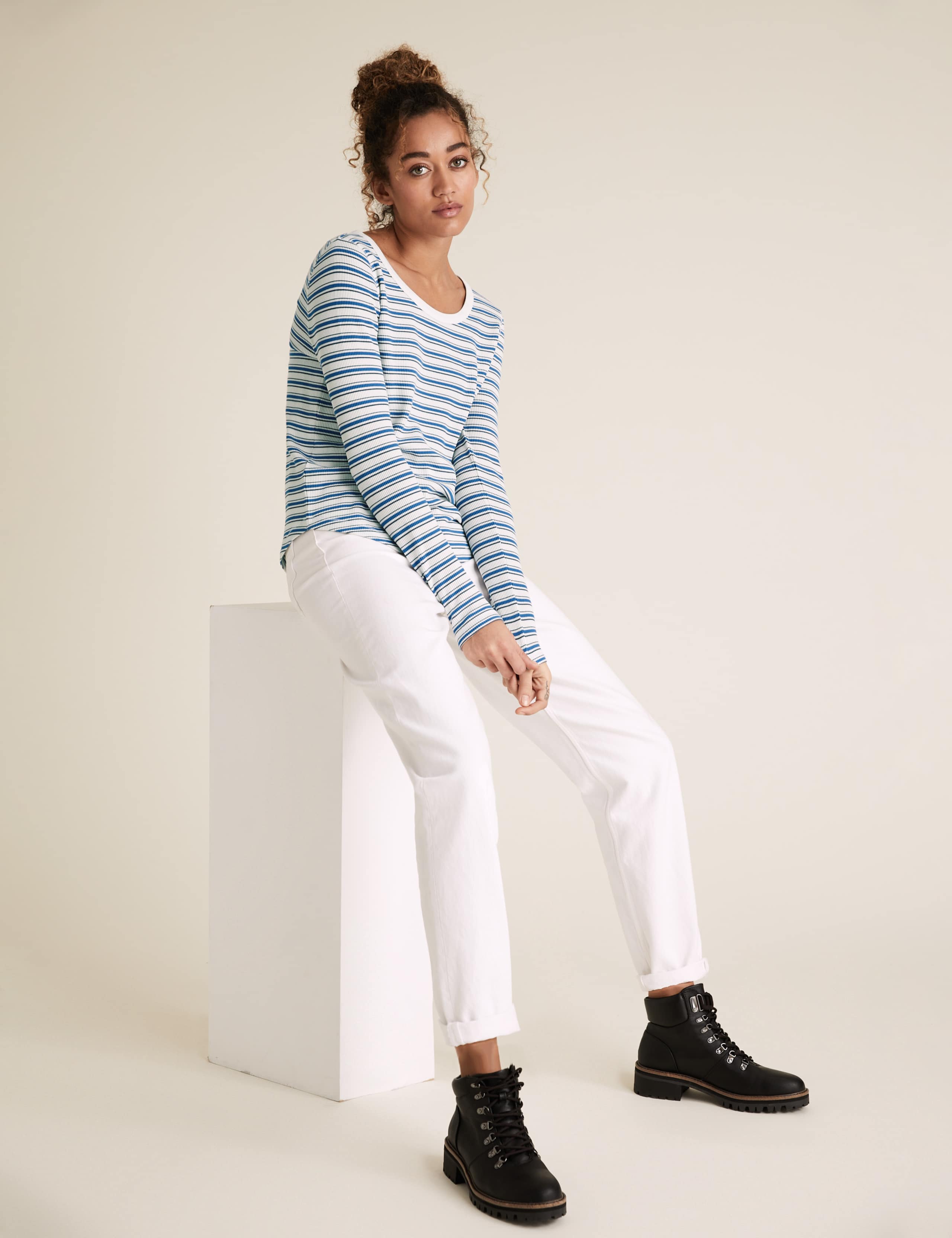 Cotton Striped Scoop Neck Top 3 of 6