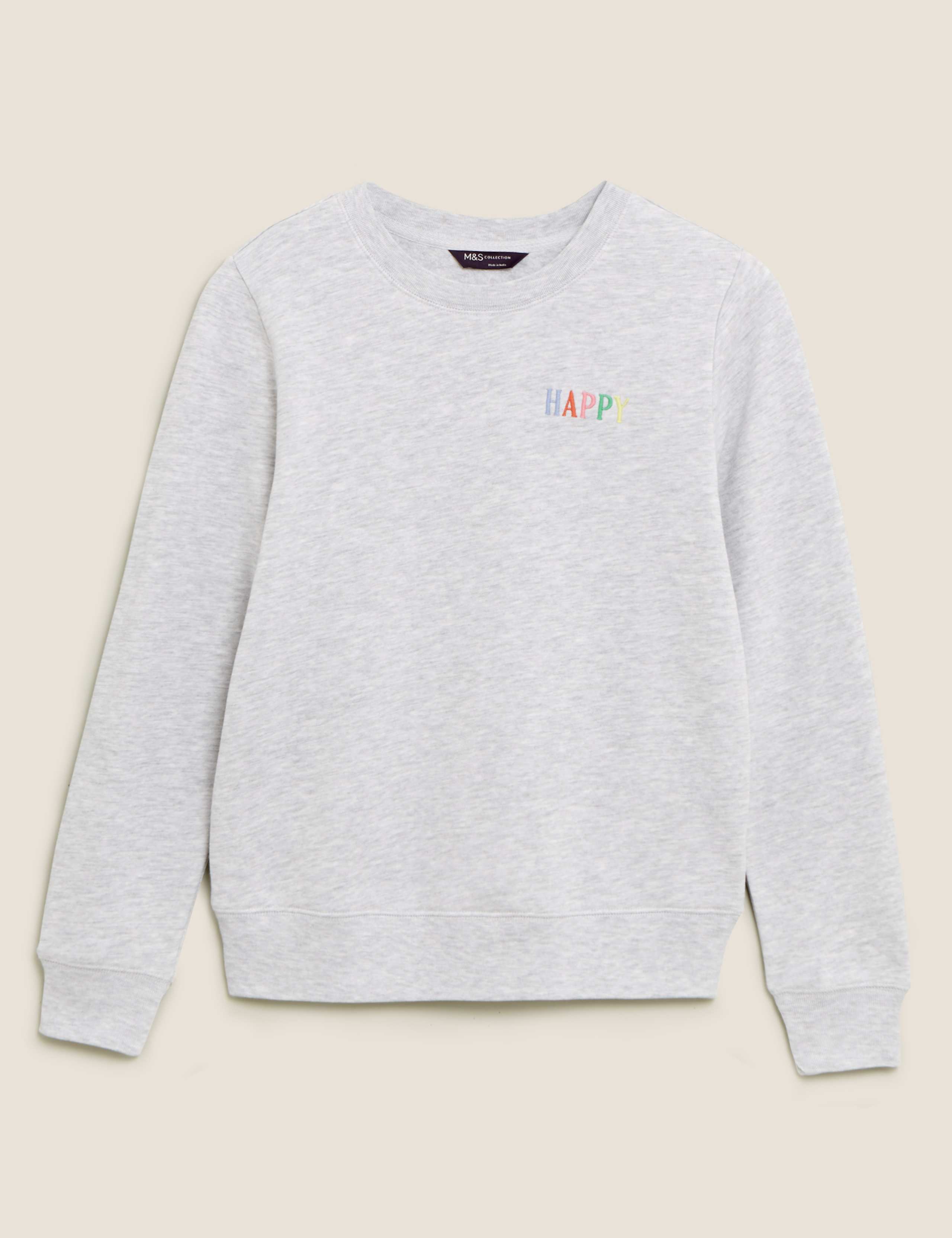 Pure Cotton Happy Slogan Sweatshirt 2 of 5