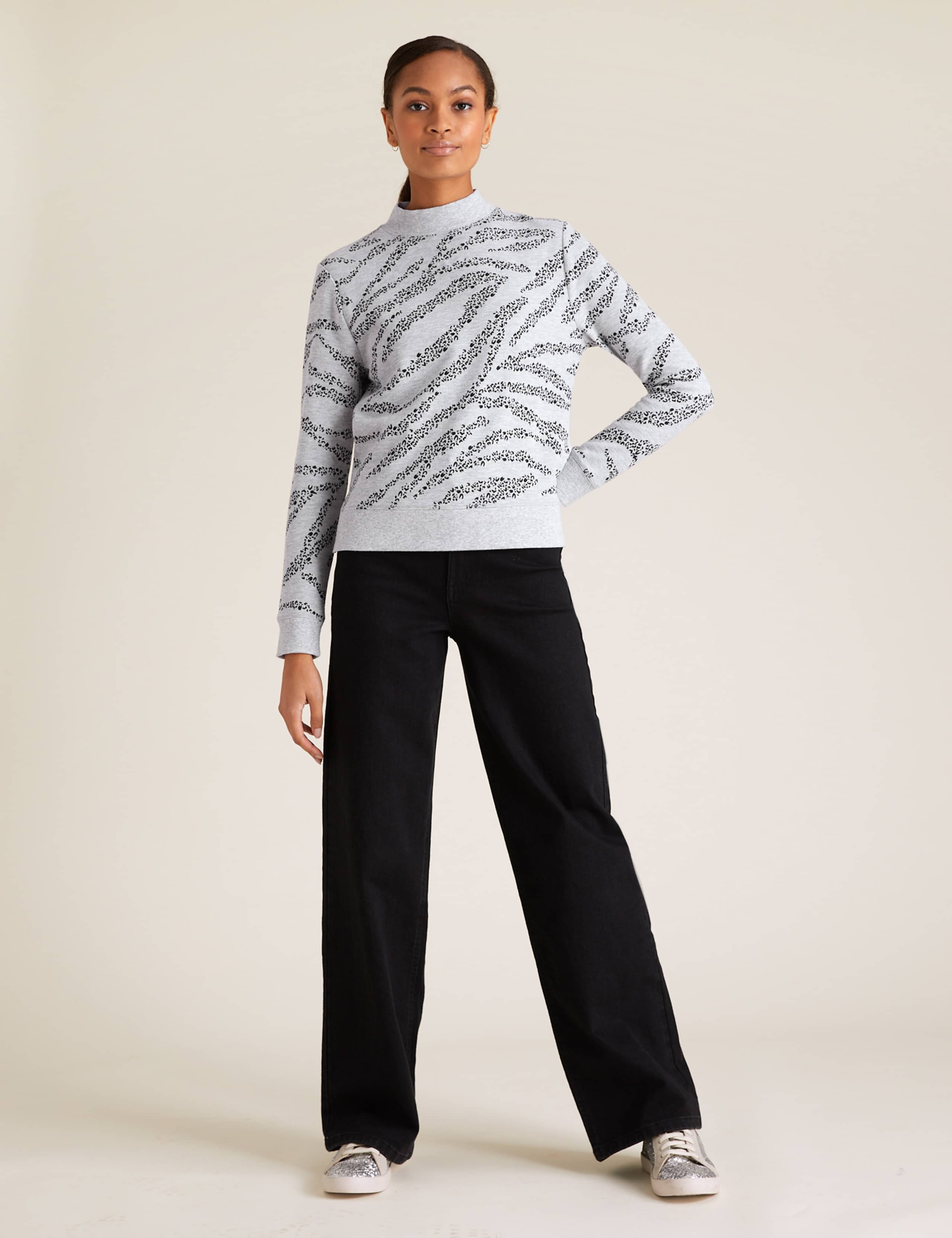 Cotton Animal Print High Neck Top 3 of 5