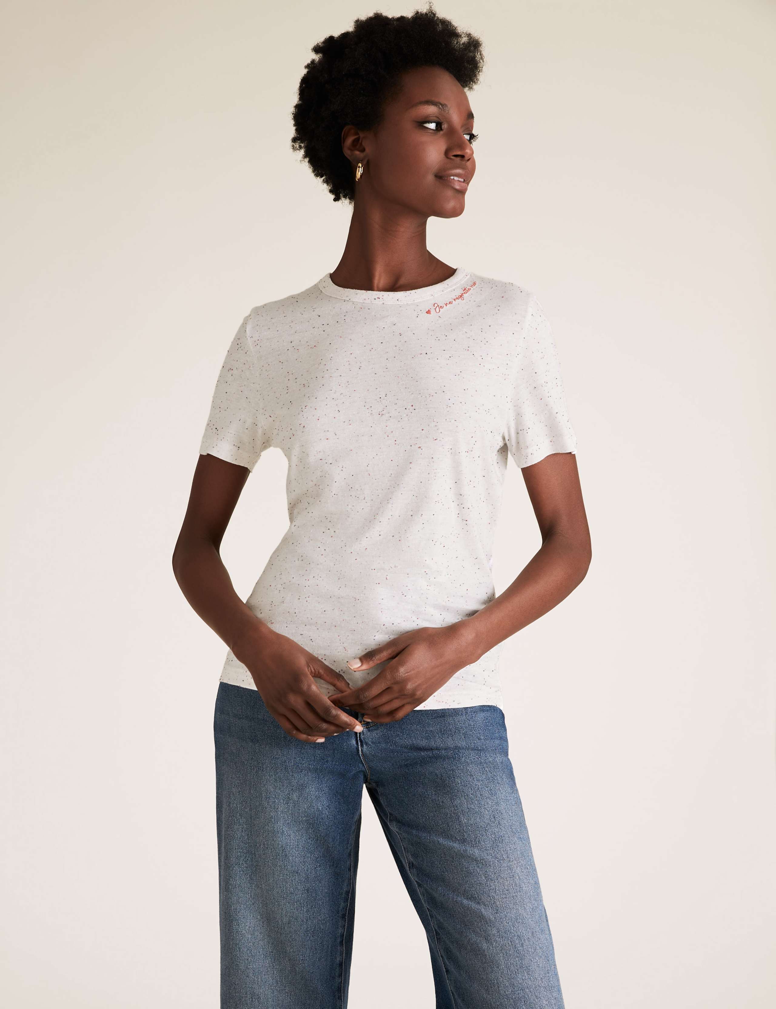 Cotton Textured Crew Neck T-Shirt 1 of 5