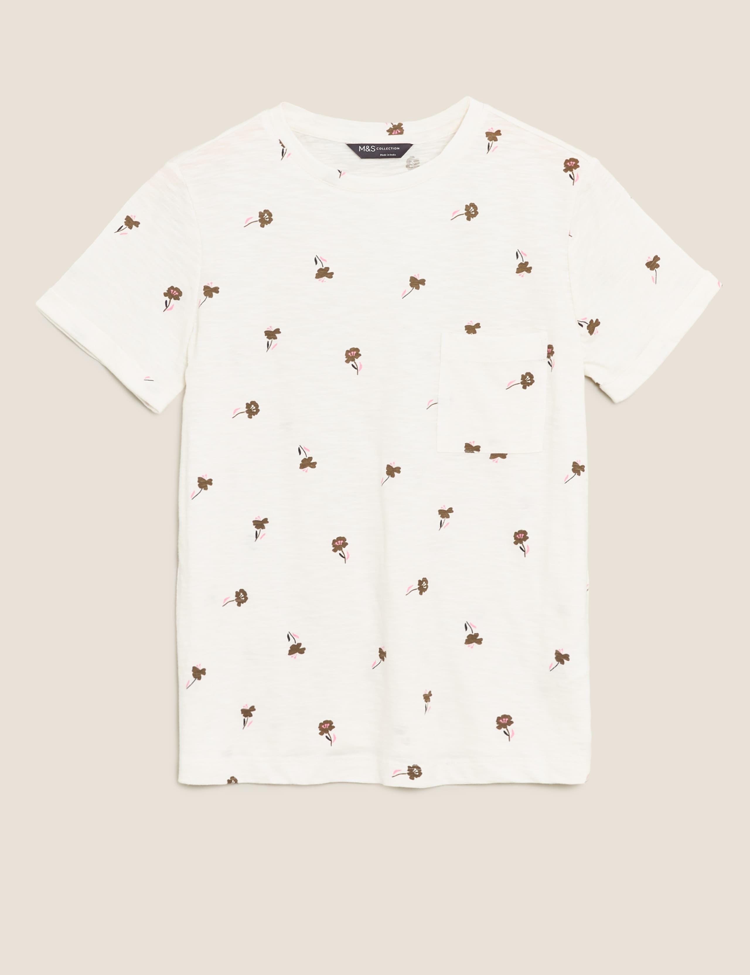 Pure Cotton Floral Crew Neck T-Shirt 1 of 1