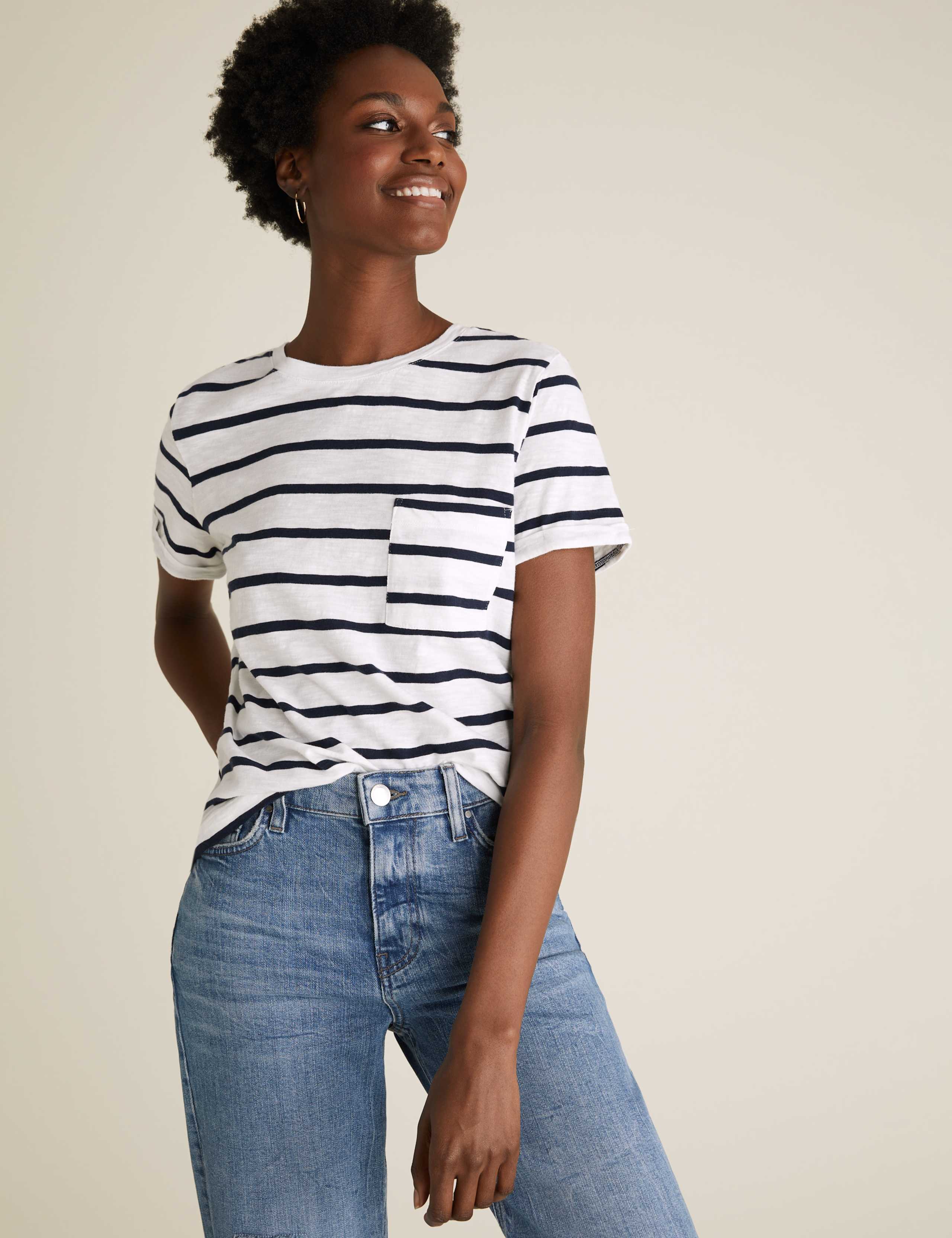 Pure Cotton Striped Crew Neck T-Shirt 3 of 5