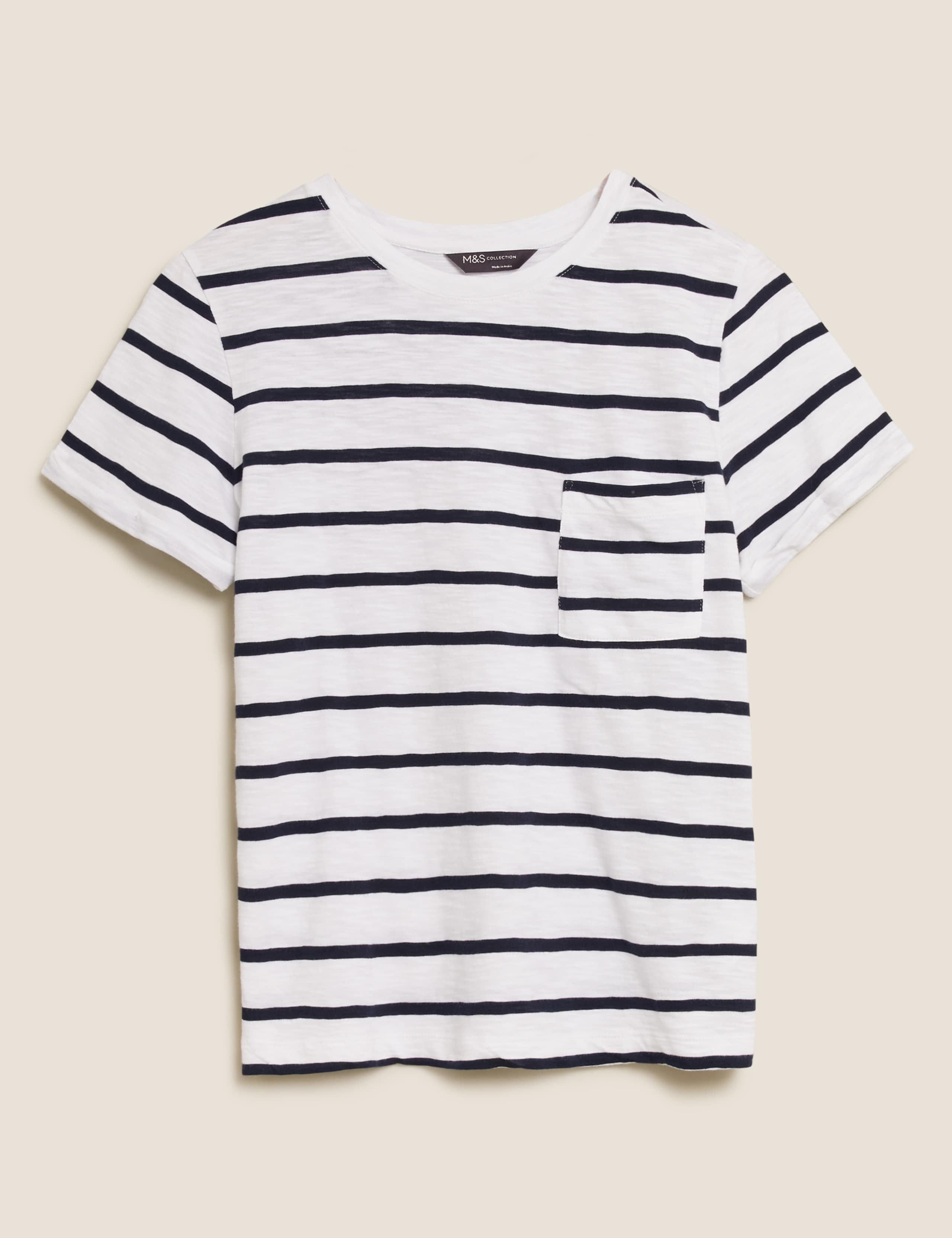 Pure Cotton Striped Crew Neck T-Shirt 2 of 5