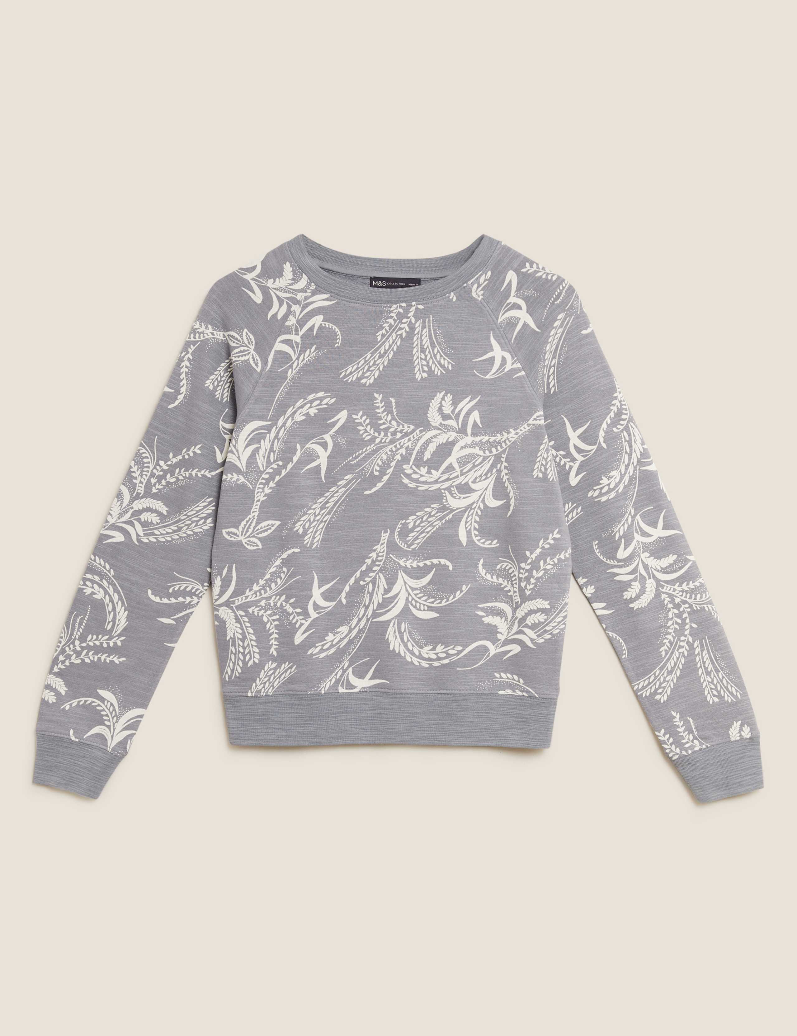 Pure Cotton Floral Crew Neck Sweatshirt 2 of 5