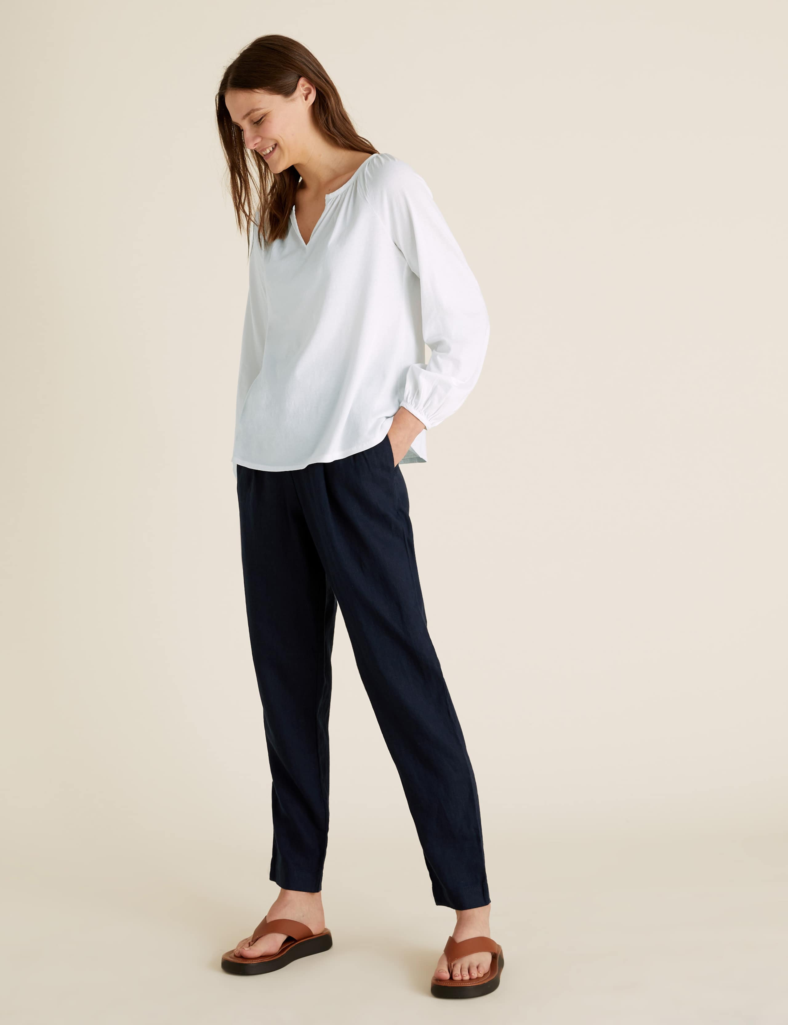 Pure Cotton V-Neck Relaxed Top 1 of 4
