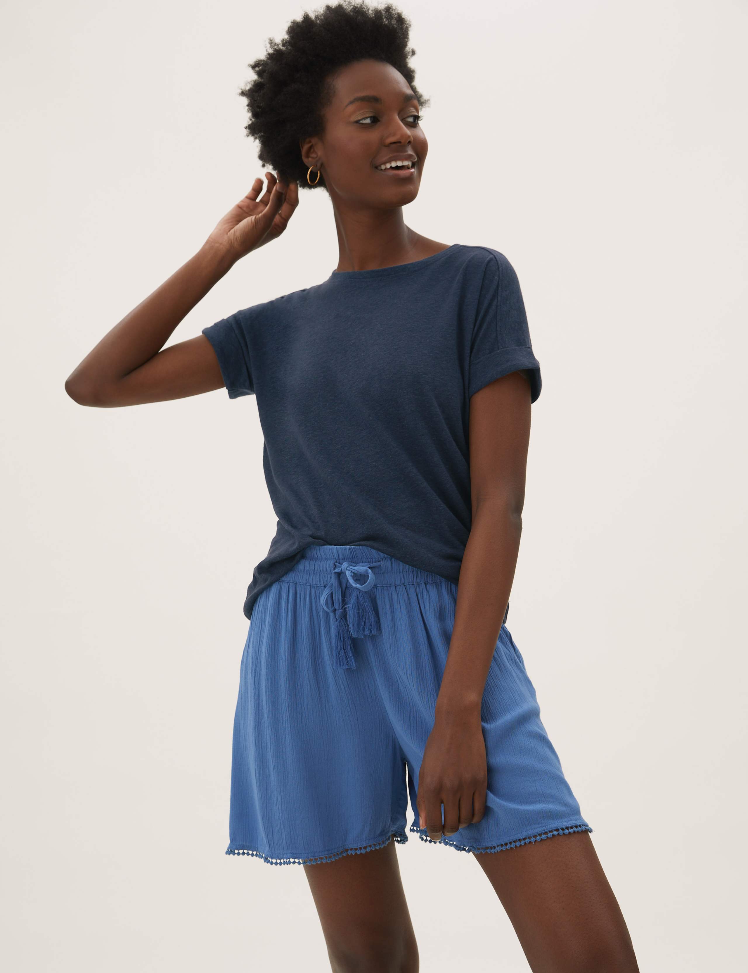 Linen Crew Neck Straight Fit T-Shirt 1 of 4