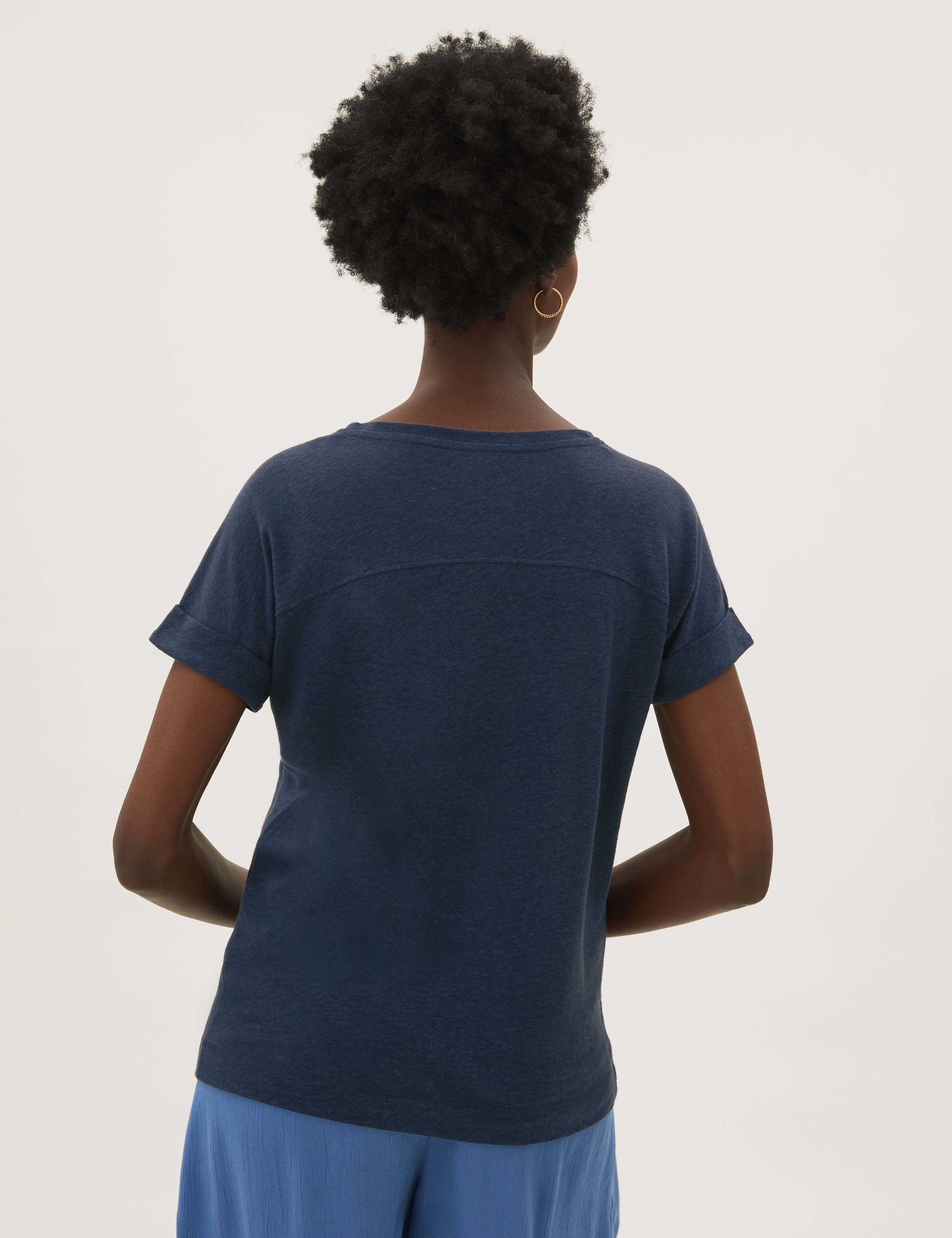 Linen Crew Neck Straight Fit T-Shirt 4 of 4