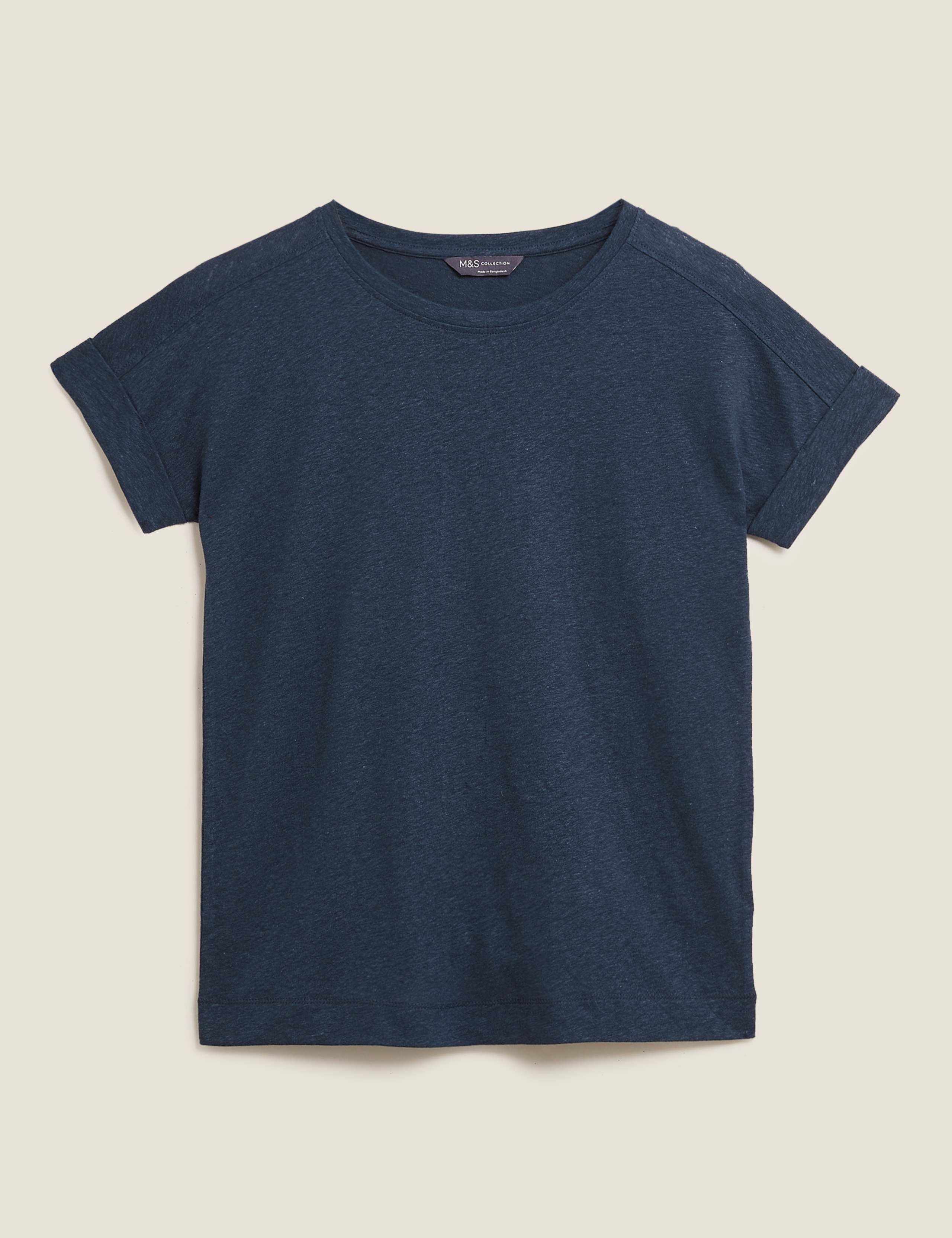 Linen Crew Neck Straight Fit T-Shirt 2 of 4