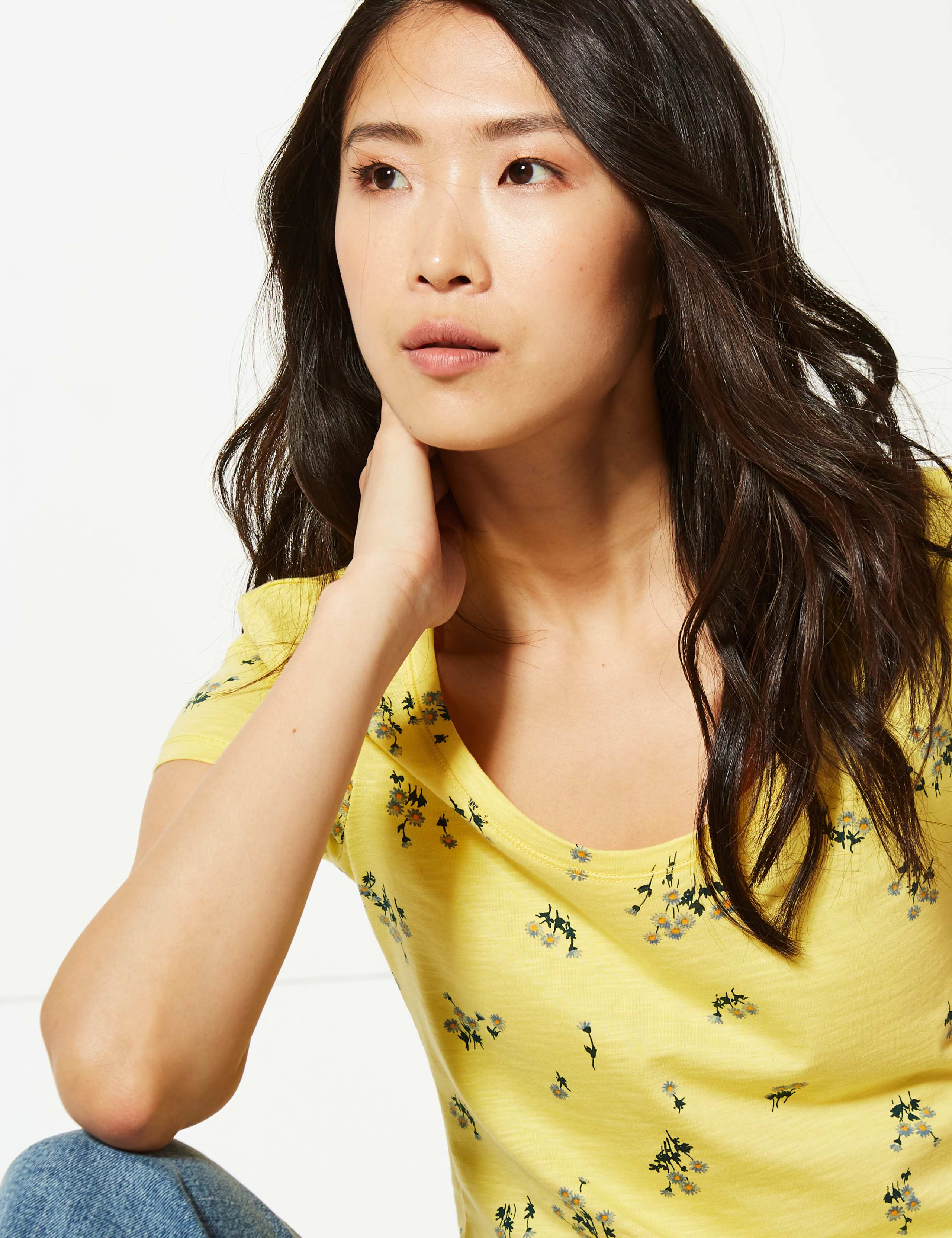 Pure Cotton Floral Print Regular Fit T-Shirt 2 of 3