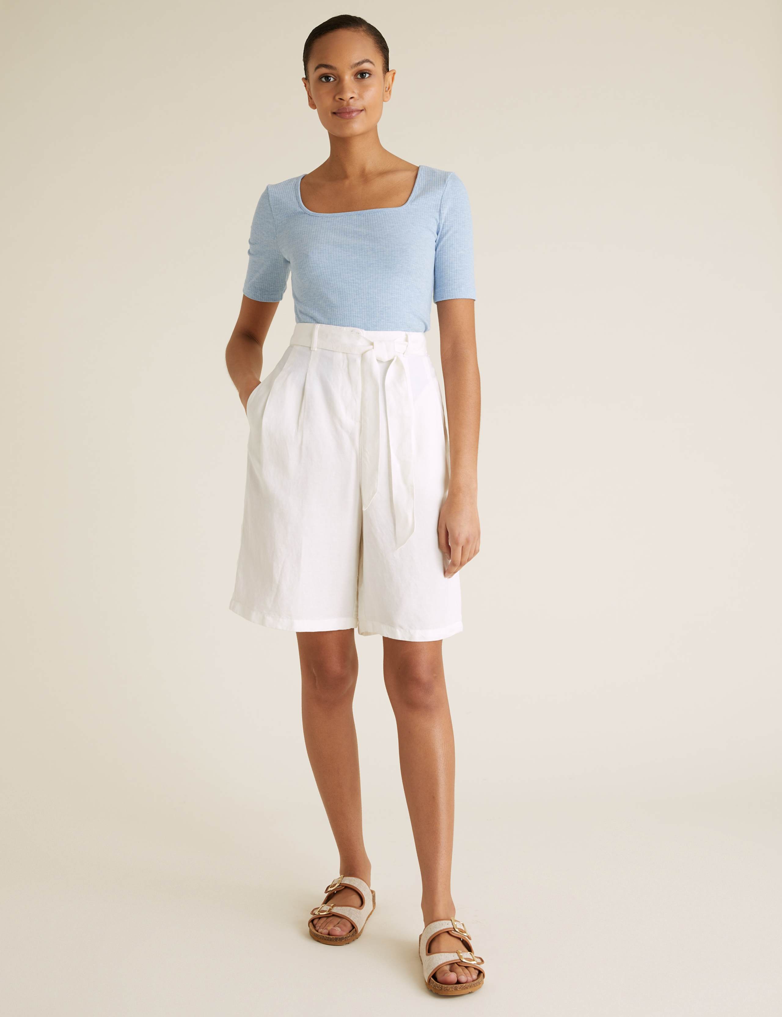 Ribbed Square Neck Fitted T-Shirt 3 of 5