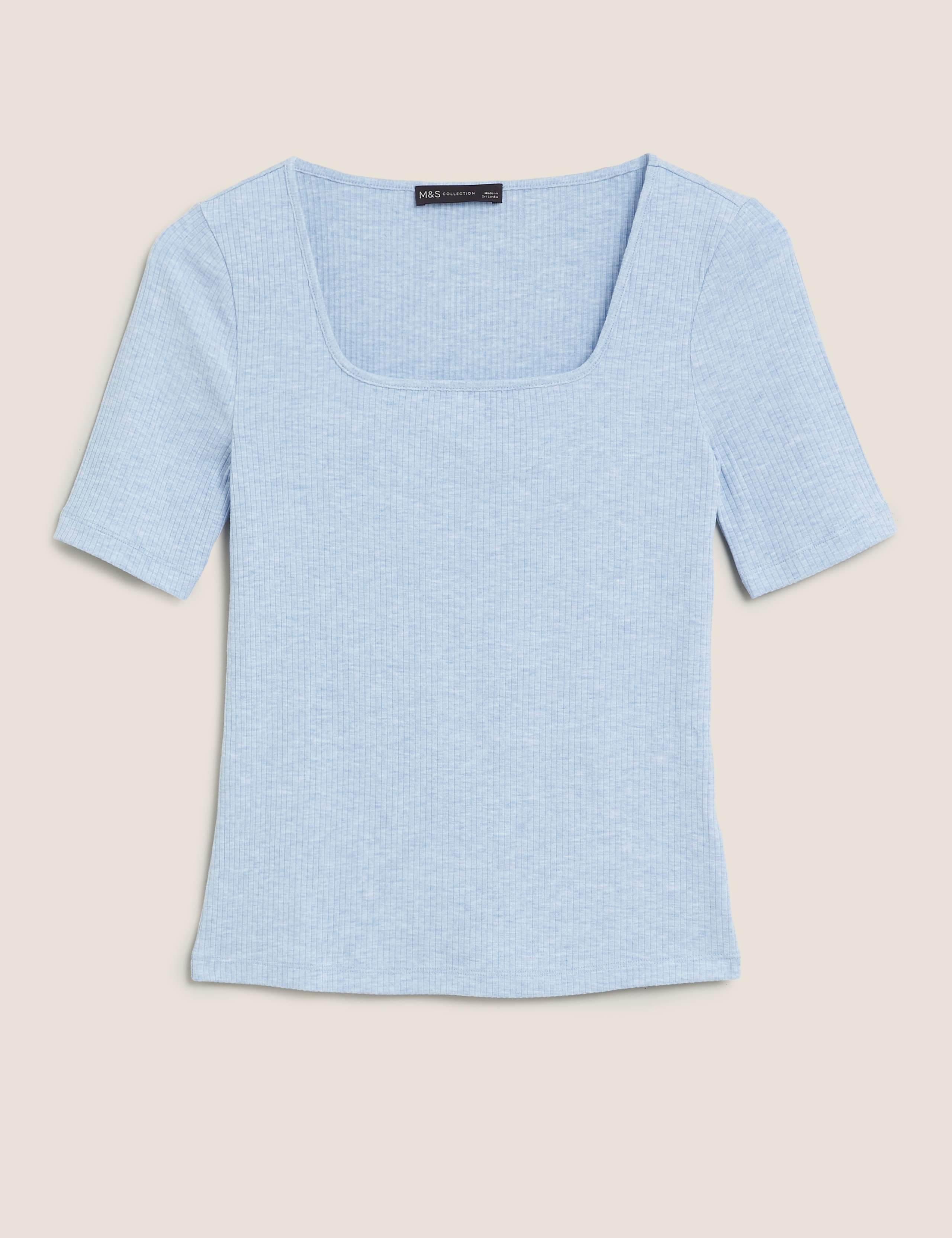 Ribbed Square Neck Fitted T-Shirt 2 of 5
