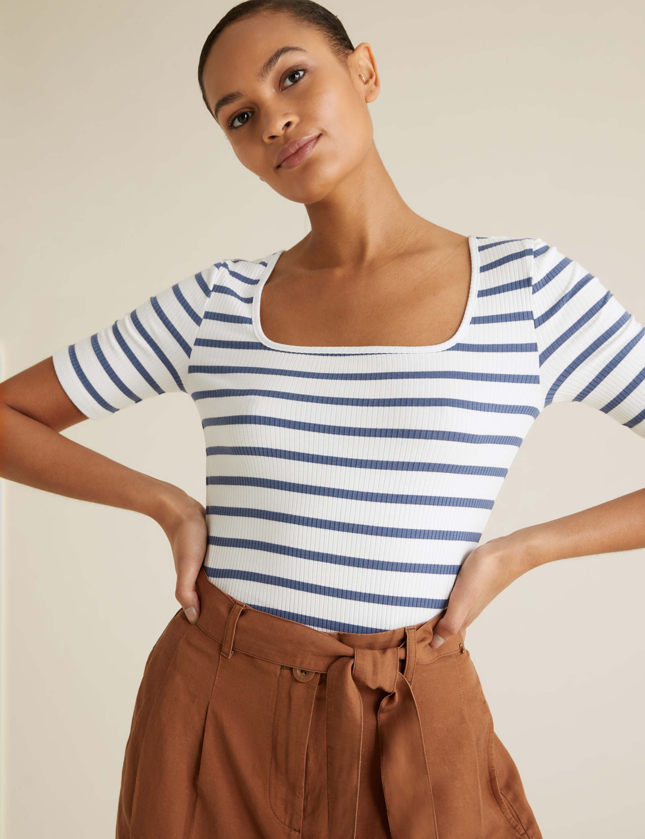 Striped Square Neck T-Shirt 4 of 5