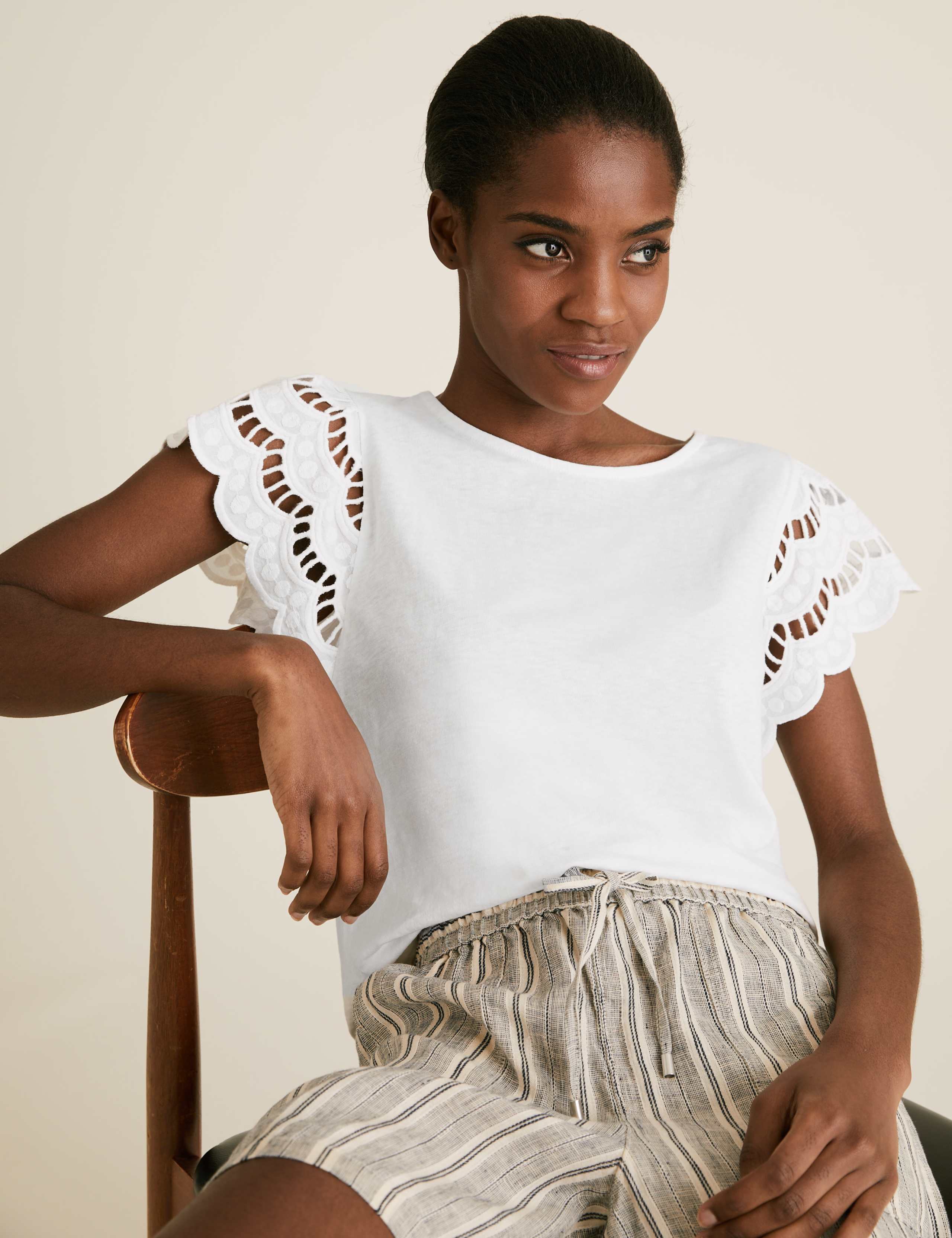 Pure Cotton Embroidered Vest Top 1 of 5
