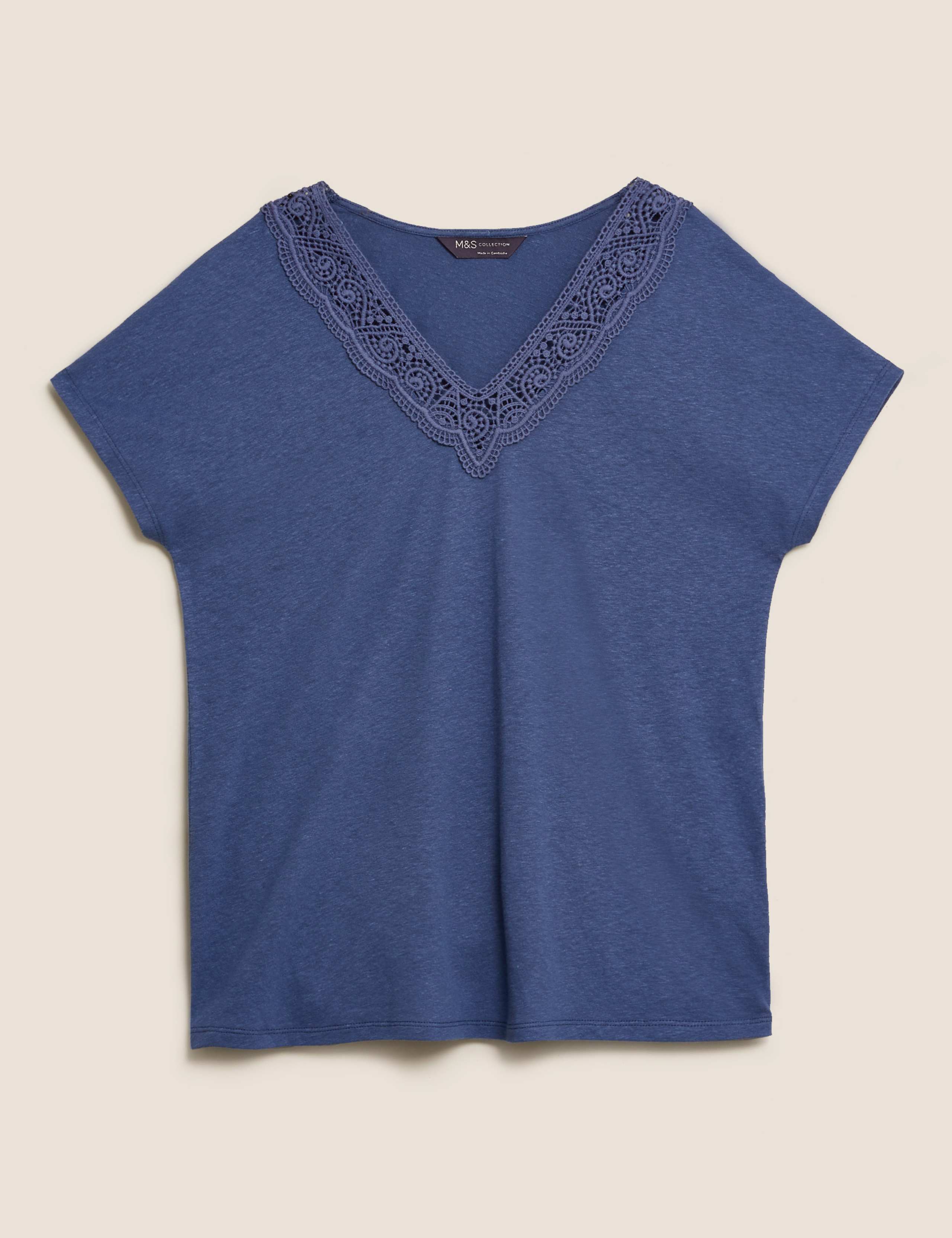 Linen V-Neck Relaxed T-Shirt 2 of 5