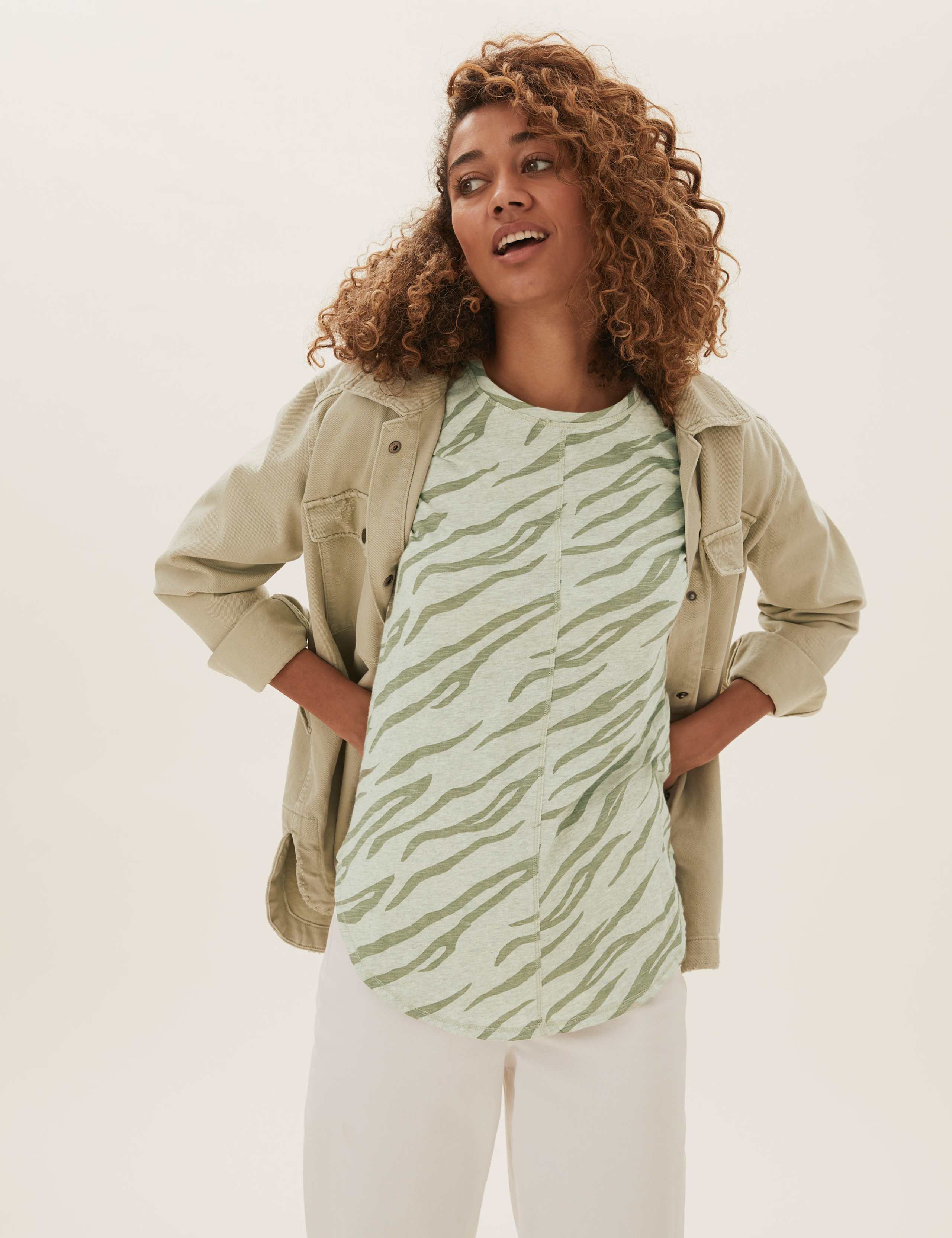 Pure Cotton Printed Longline T-Shirt 6 of 6