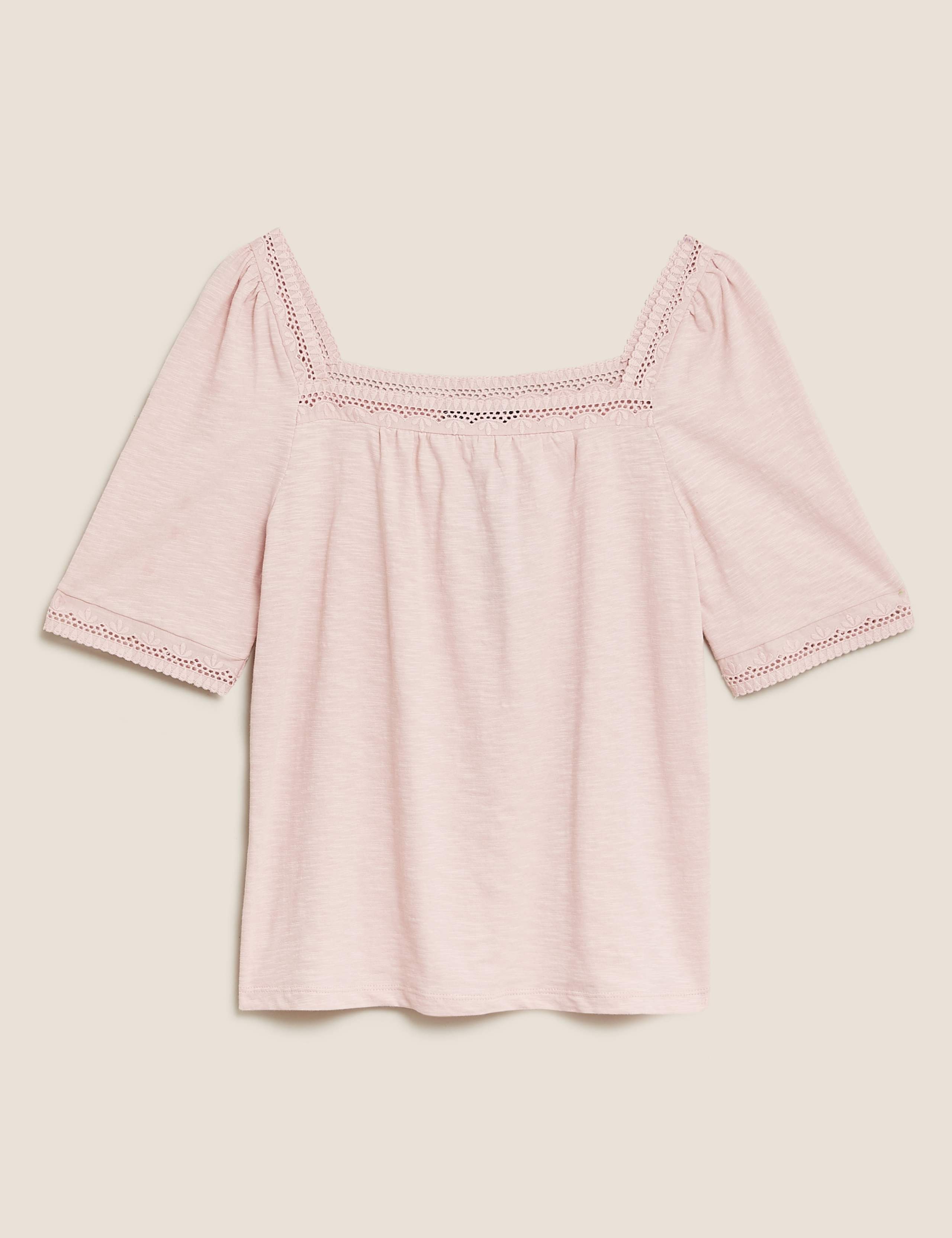 Pure Cotton Embroidered Square Neck Top 2 of 4