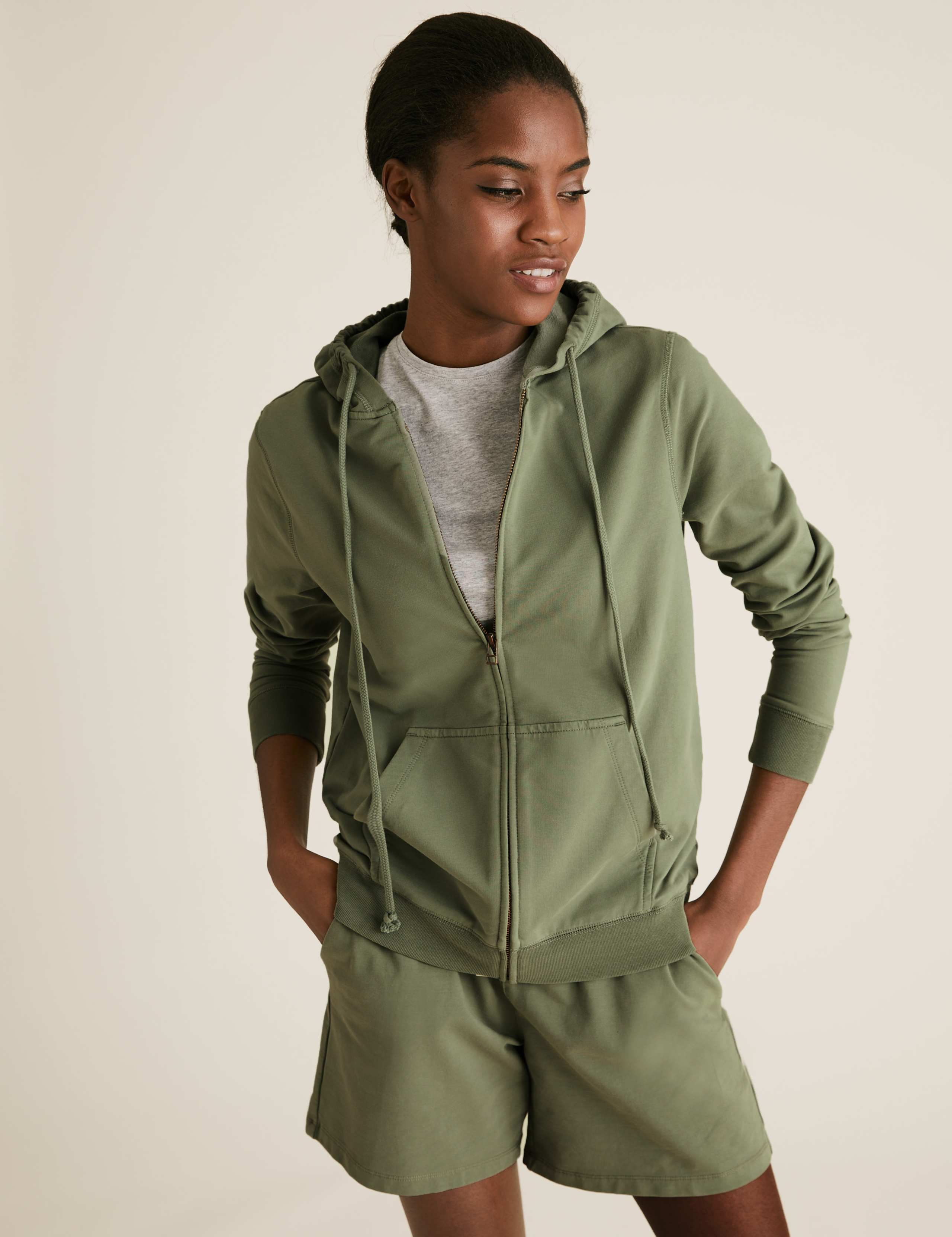 Cotton Zip Up Long Sleeve Hoodie 1 of 5