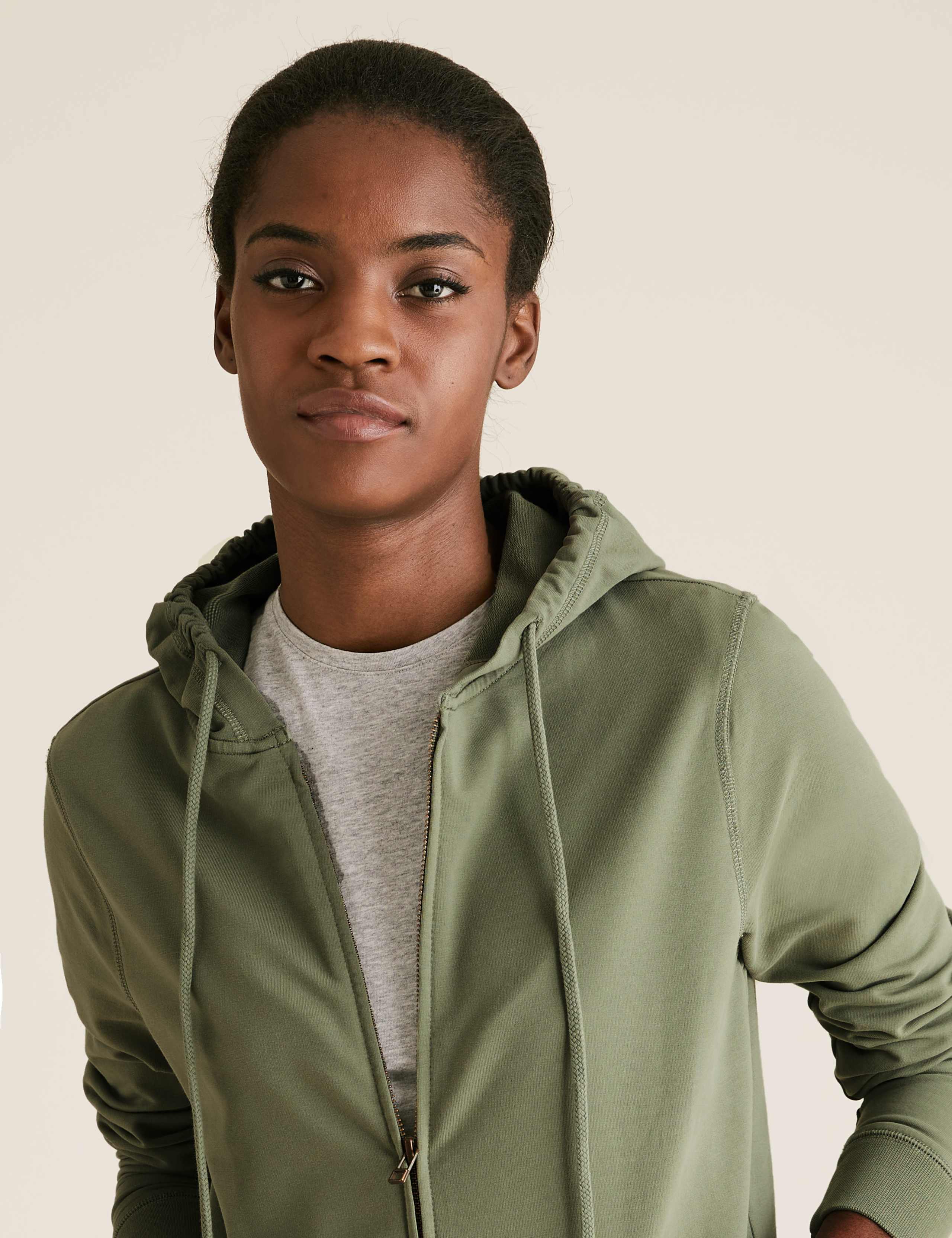 Cotton Zip Up Long Sleeve Hoodie 4 of 5