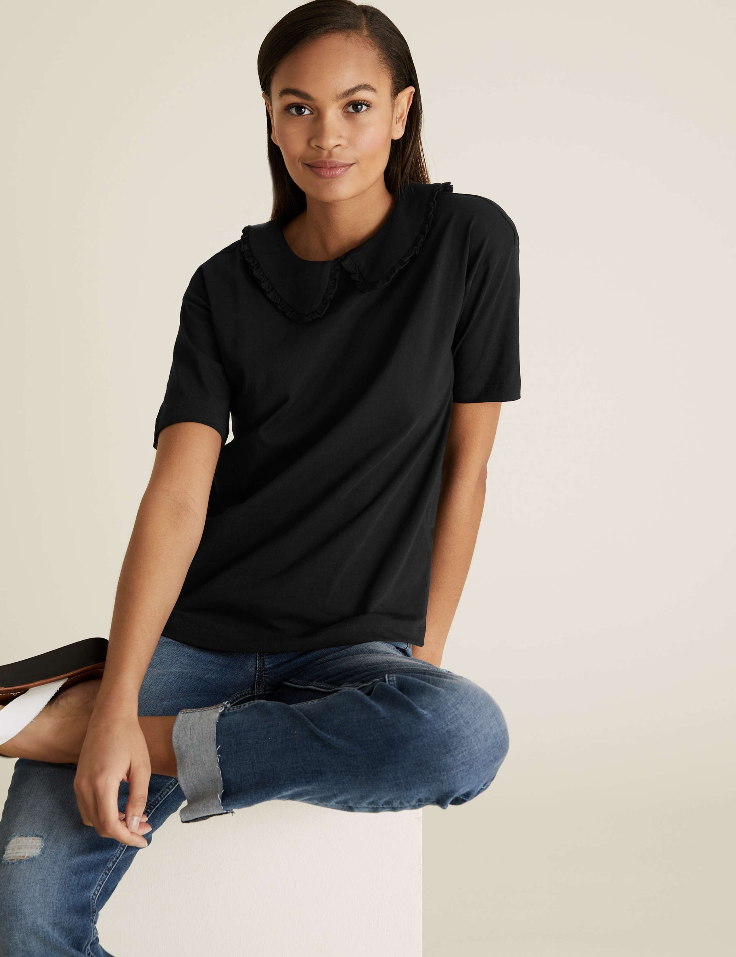 Pure Cotton Collared Short Sleeve T-Shirt 1 of 5