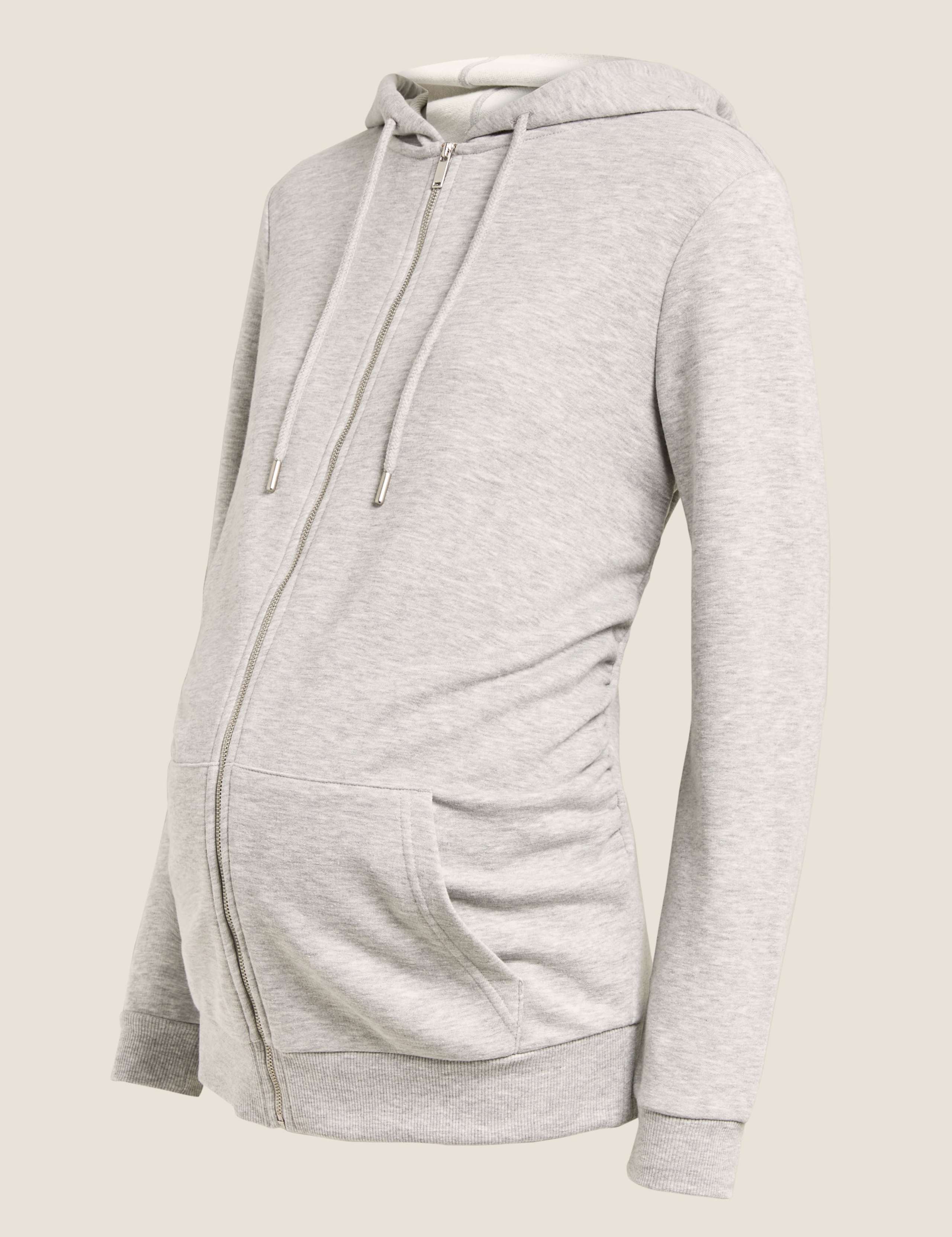 Maternity Cotton Zip Up Longline Hoodie 2 of 5